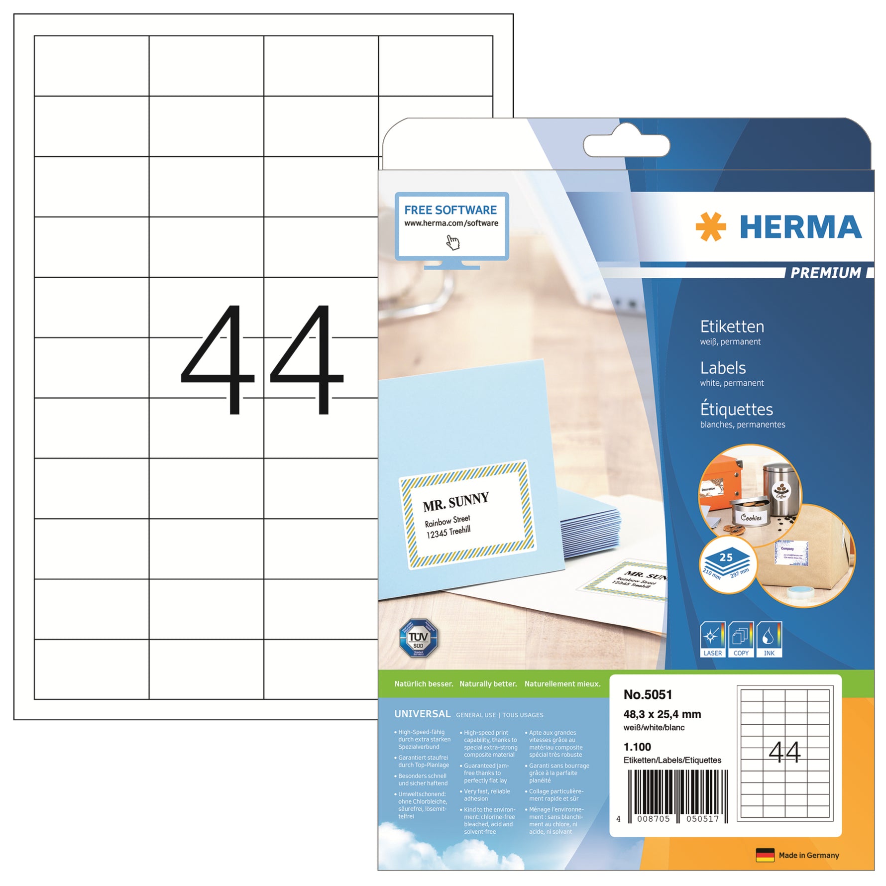 HERMA Universaletikett PREMIUM 48,3 x 25,4 mm (B x H)
