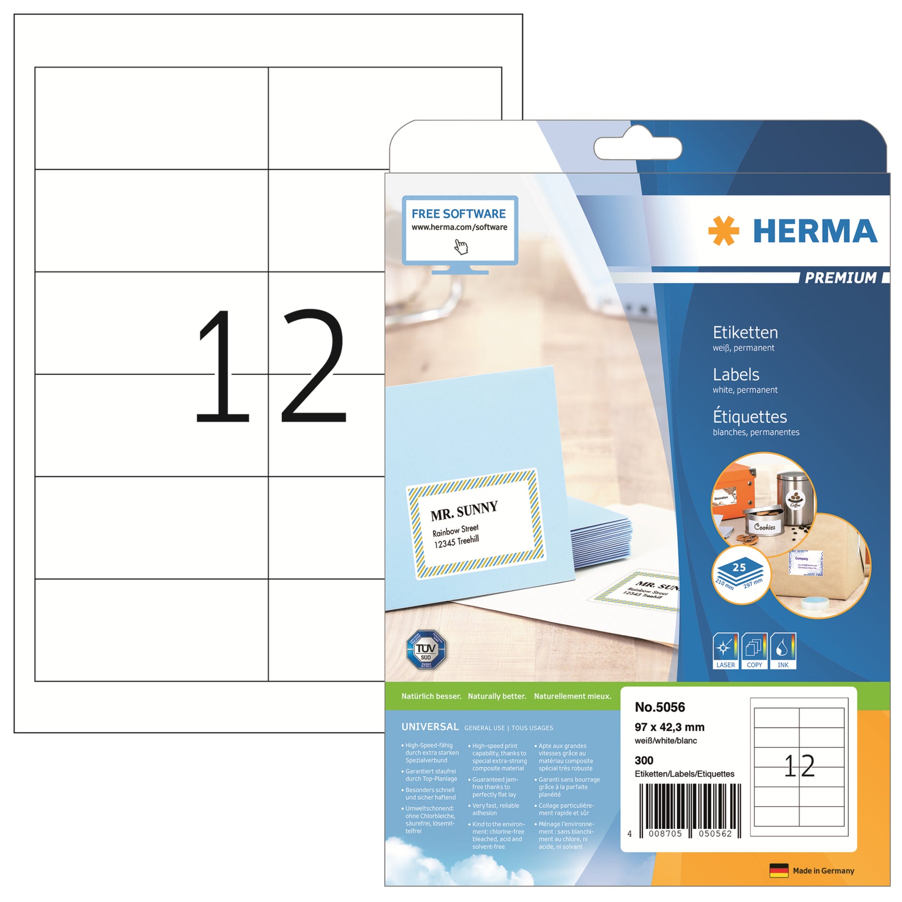 HERMA Universaletikett PREMIUM 97 x 42,3 mm (B x H) 300 Etik./Pack.