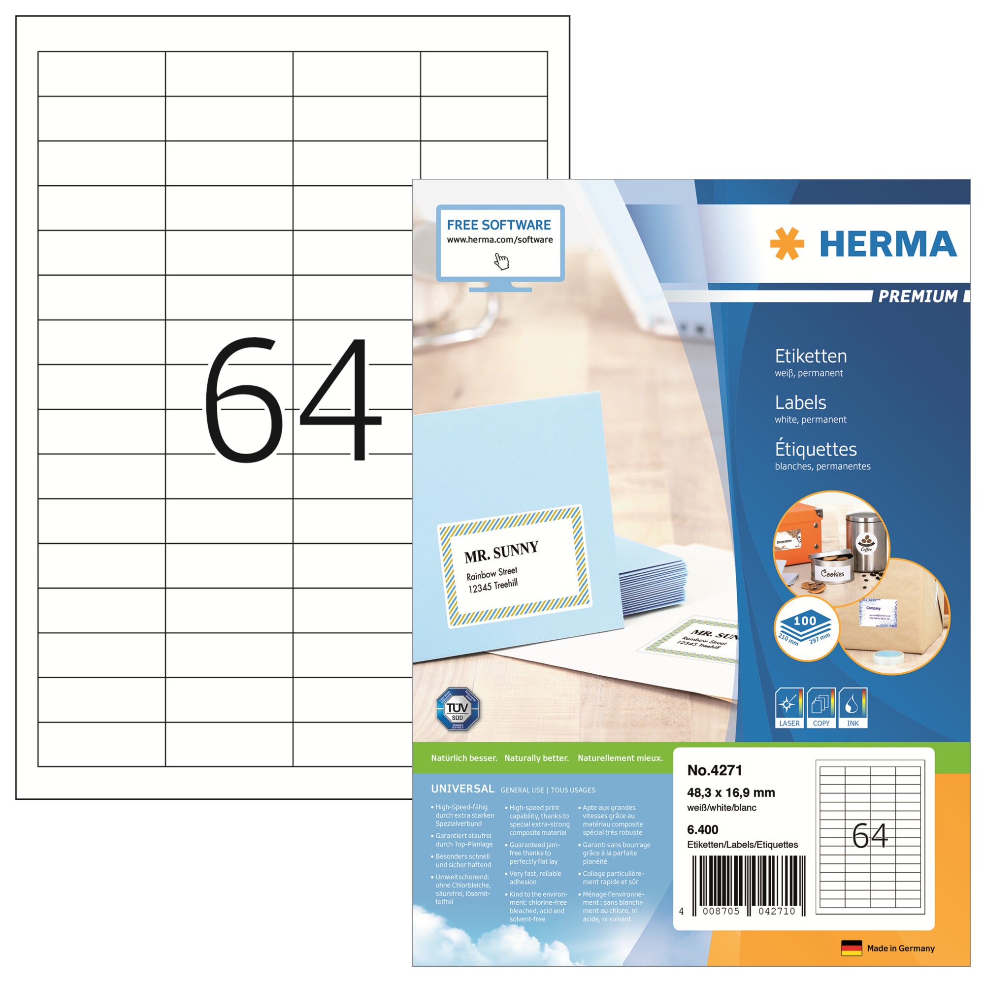 HERMA Universaletikett PREMIUM 48,3 x 16,9 mm (B x H)