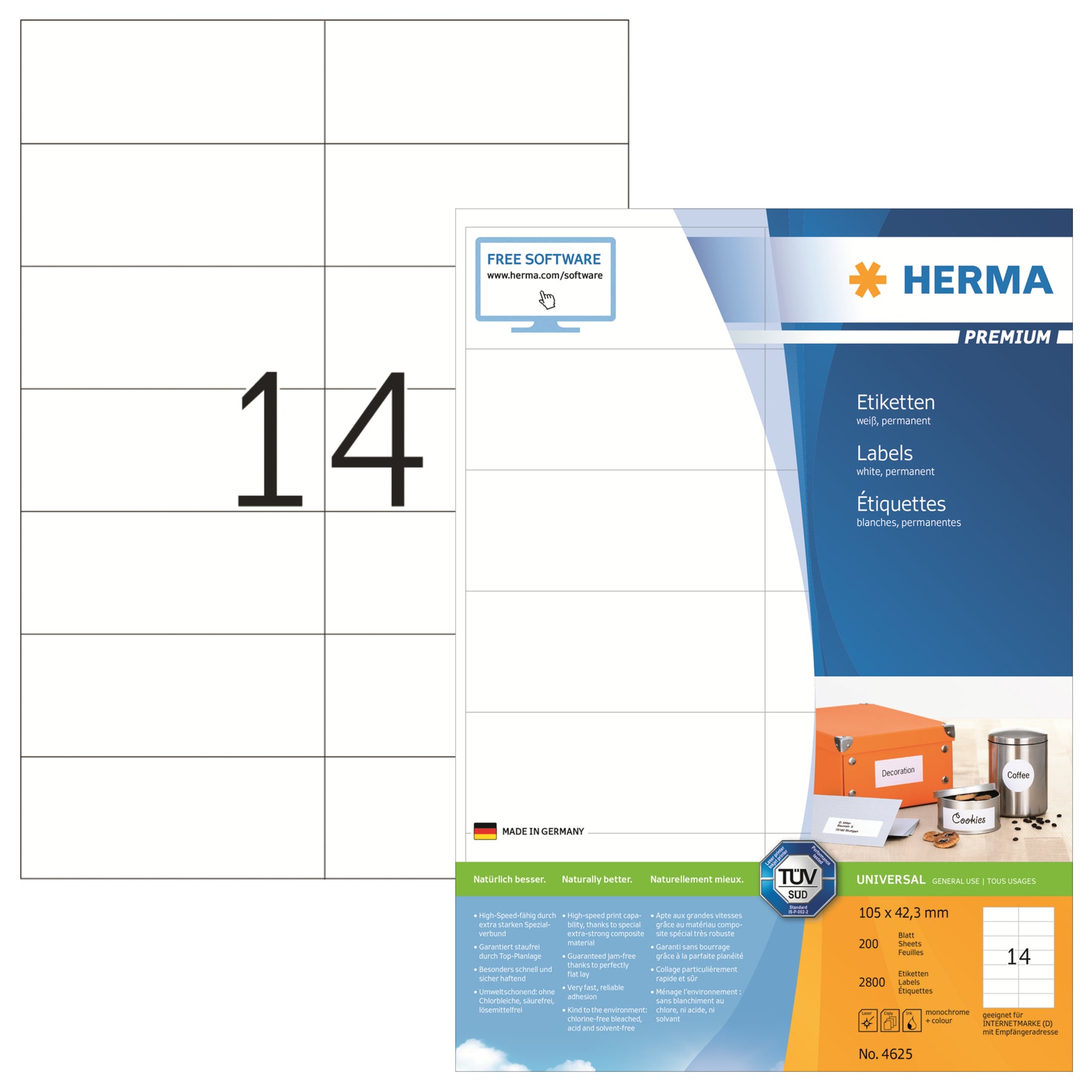 HERMA Universaletikett PREMIUM 105 x 42,3 mm (B x H)