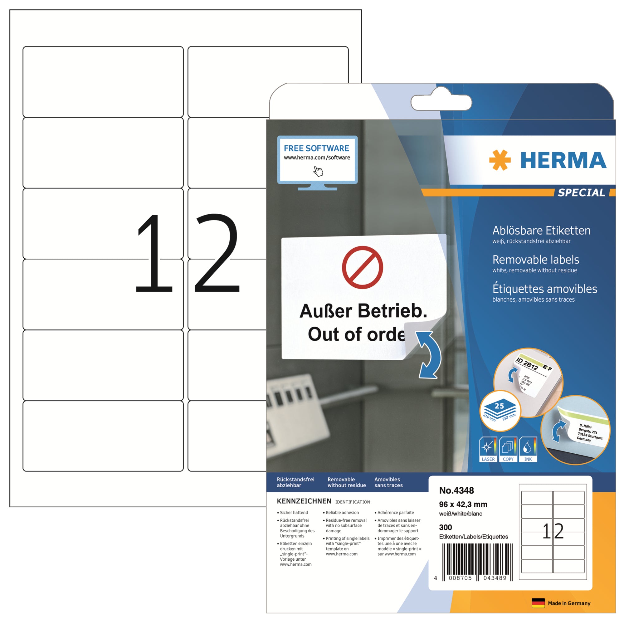 HERMA Universaletikett 96 x 42,3 mm (B x H)