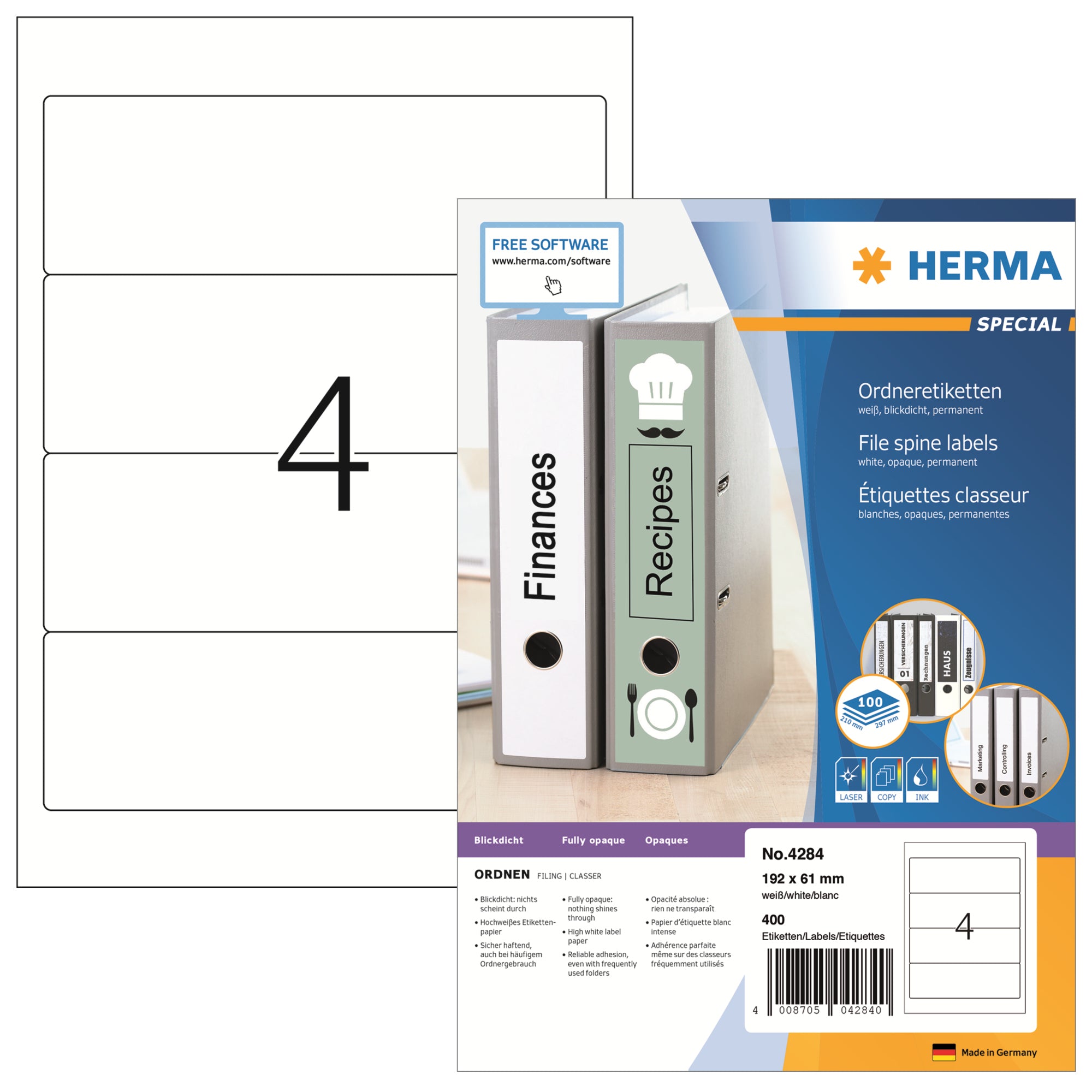 HERMA Ordnerrückenetikett breit/kurz 61 x 192 mm (B x H)