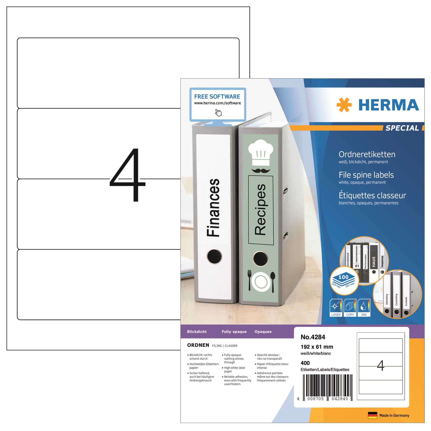HERMA Ordnerrückenetikett breit/kurz 61 x 192 mm (B x H)