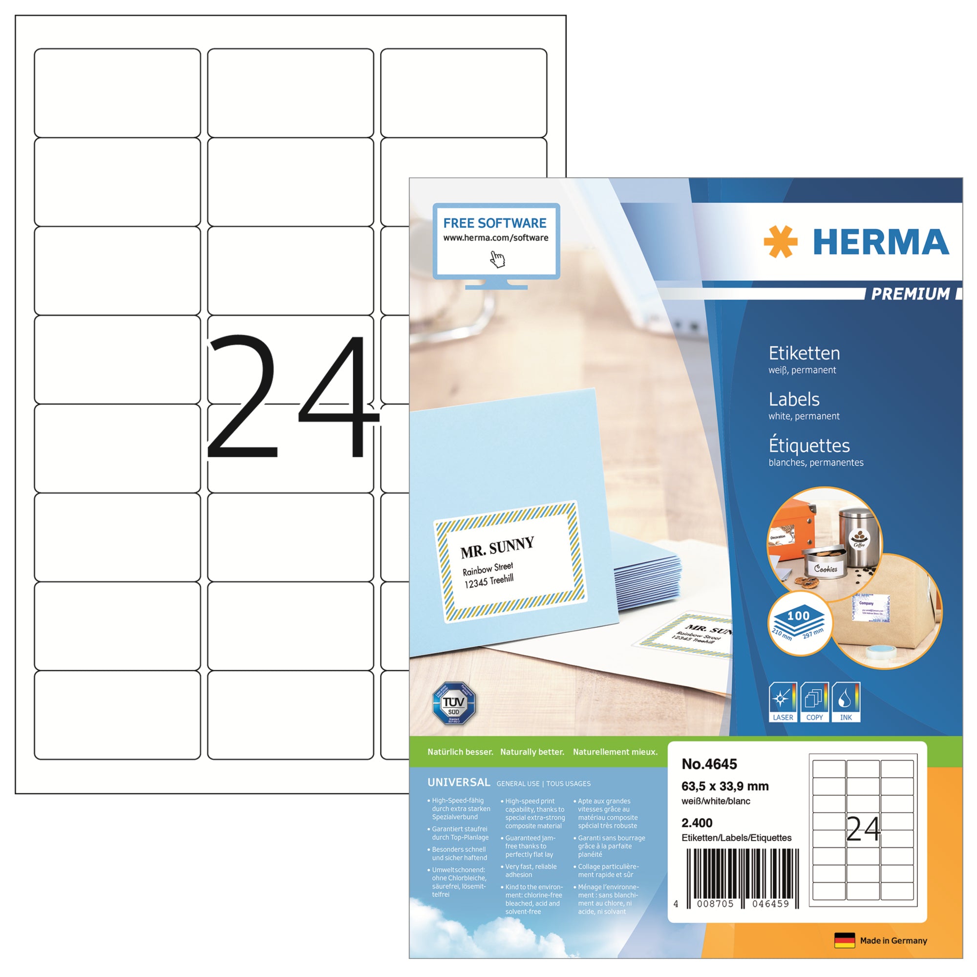 HERMA Adressetikett PREMIUM 63,5 x 33,9 mm (B x H)