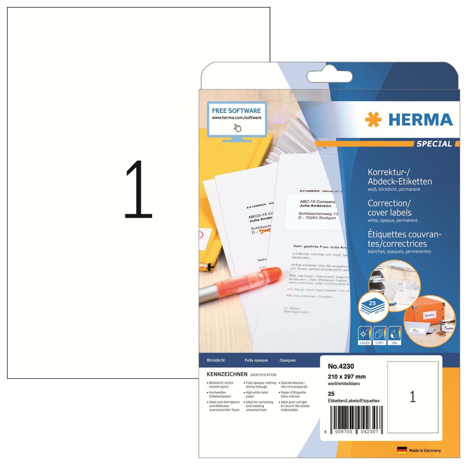 HERMA Universaletikett SPECIAL 210 x 297 mm (B x H)