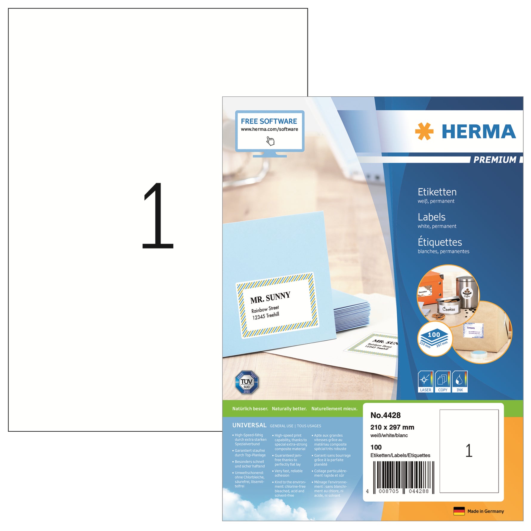 HERMA Universaletikett PREMIUM 210 x 297 mm (B x H)