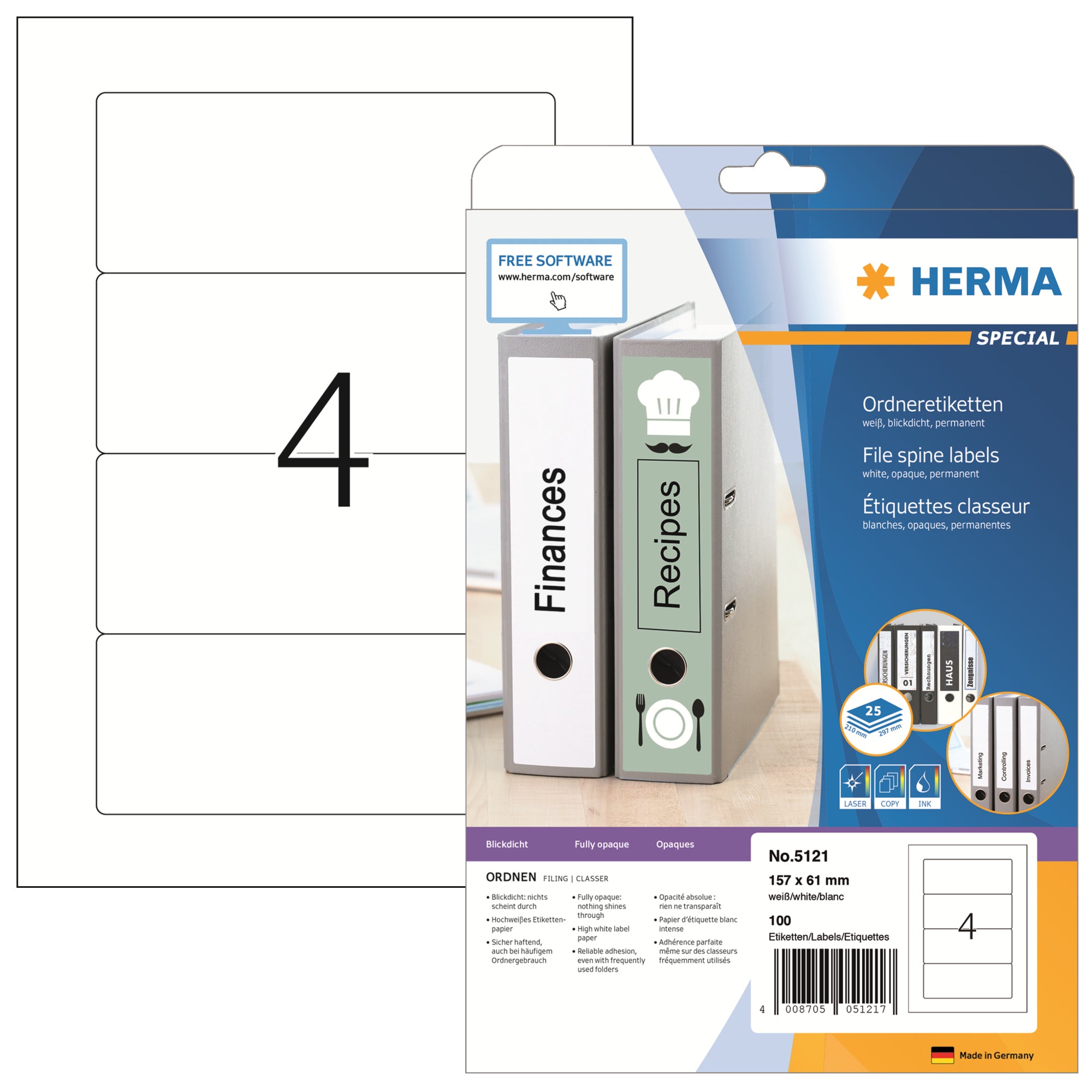 HERMA Ordnerrückenetikett breit/kurz 61 x 157 mm (B x H)