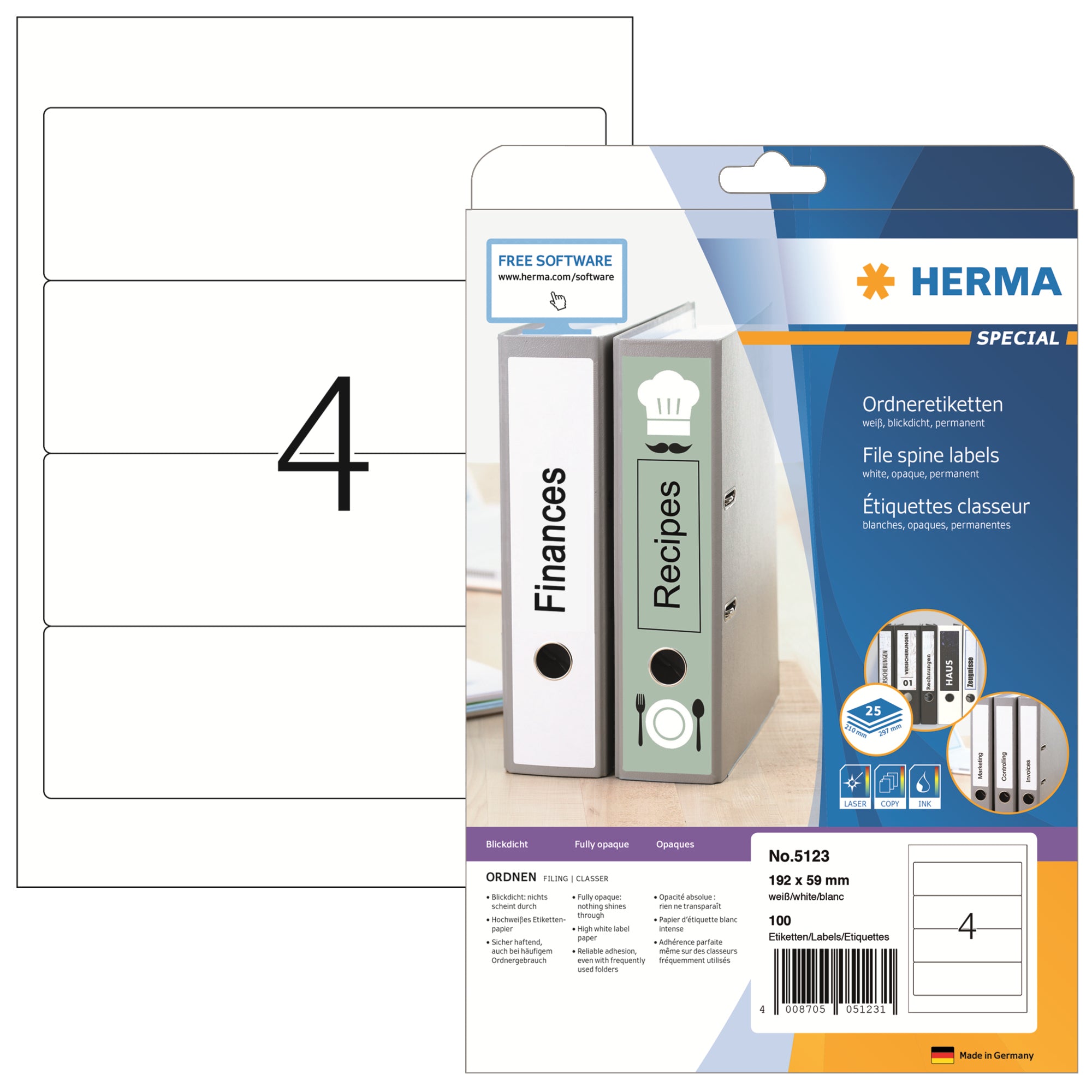 HERMA Ordnerrückenetikett breit/kurz 59 x 192 mm (B x H)