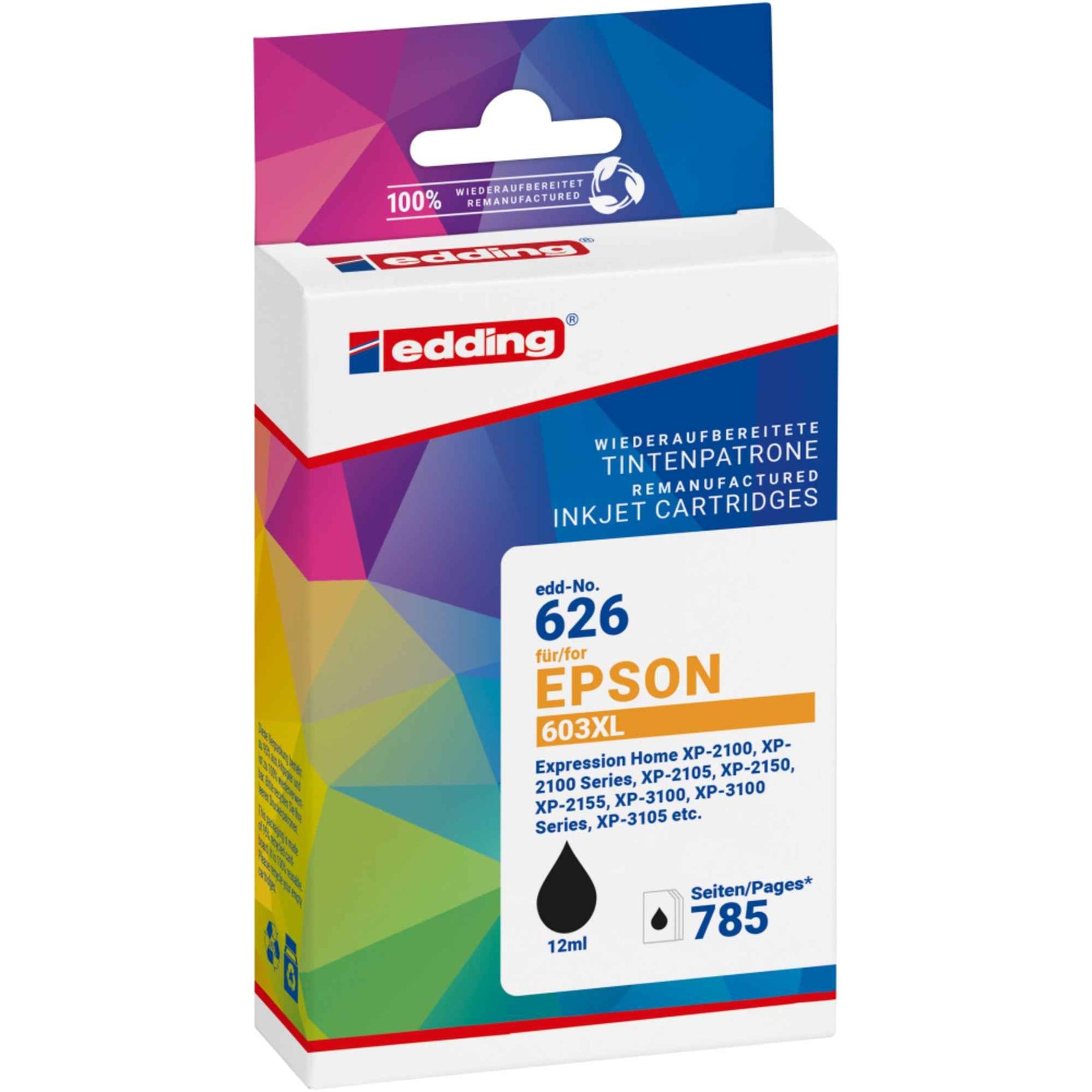 edding Tintenpatrone Kompatibel mit Epson 603XL schwarz