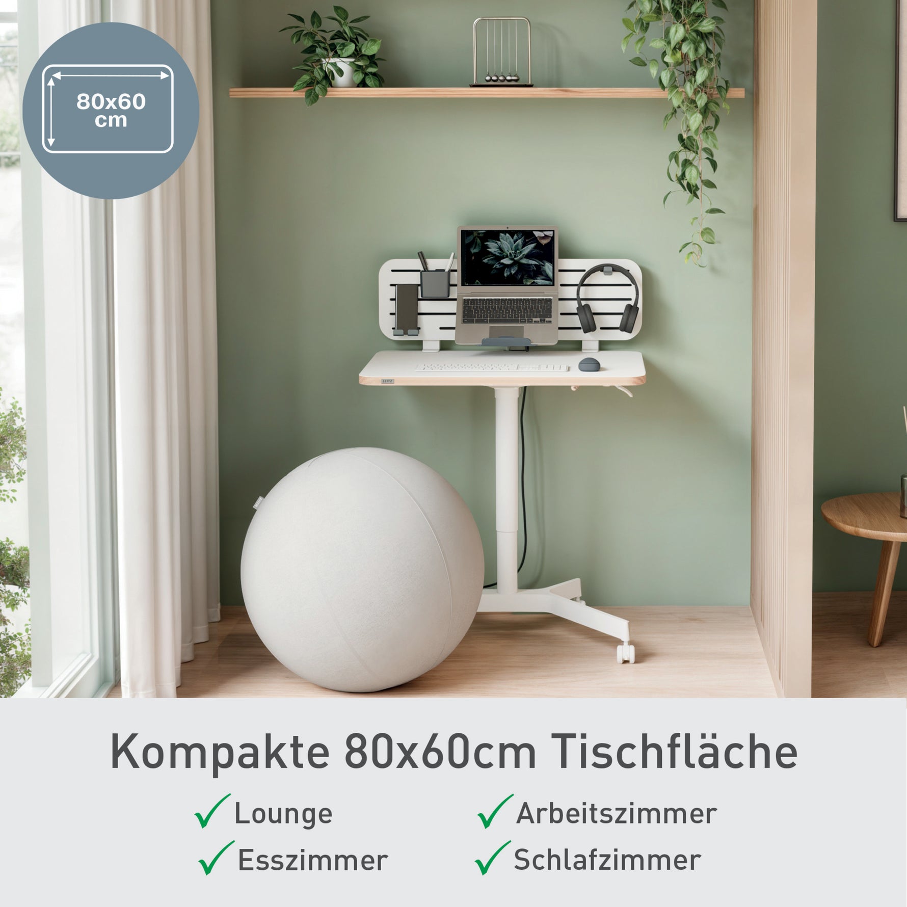 Leitz Schreibtisch Ergo 600 x 750-1.140 x 800 mm (B x H x T) pneumatisch