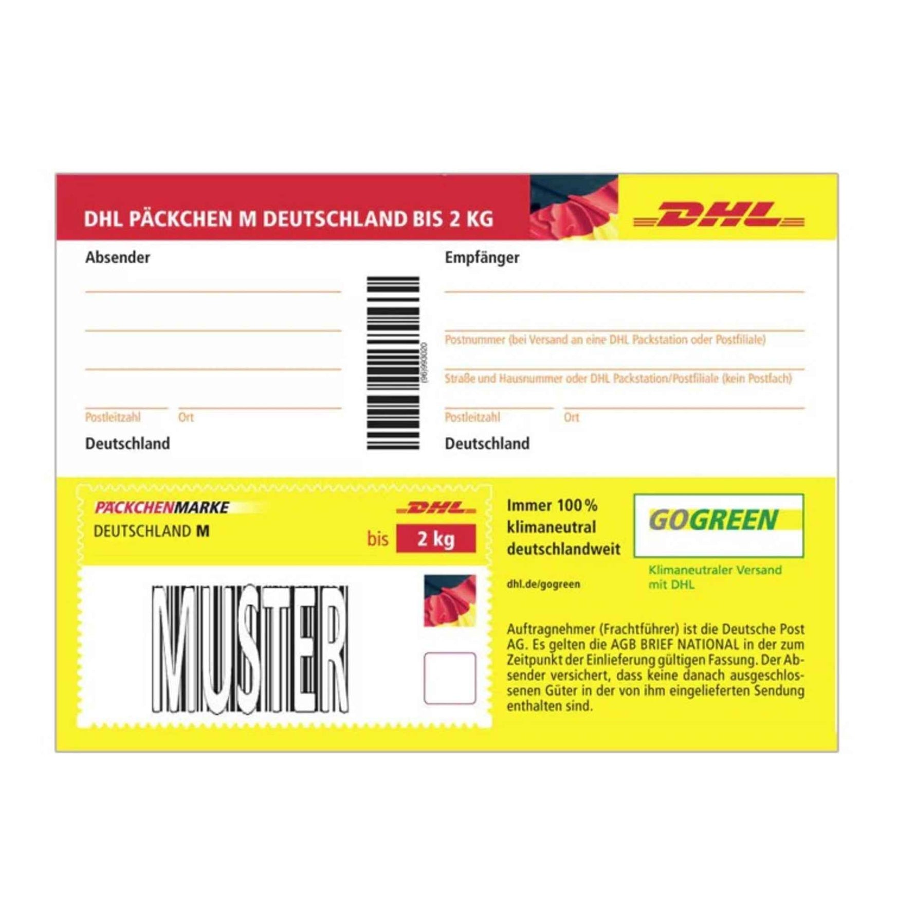Paketmarke S, max. Größe 35 x 25 x 10 cm (B x H x T), bis 2 kg