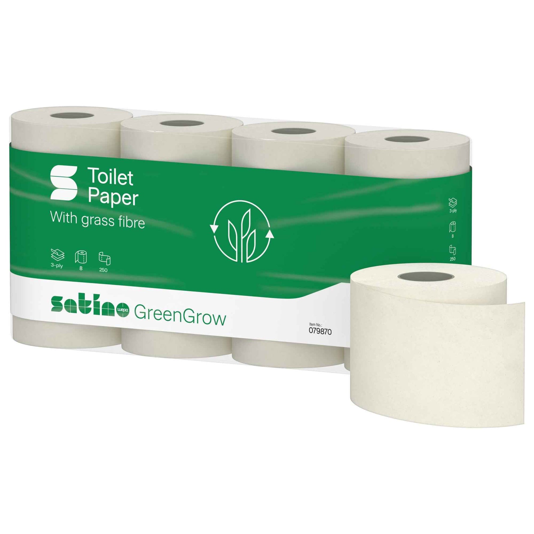 BlackSatino Toilettenpapier GreenGrow 3-lagig 8 Rl./Pack.