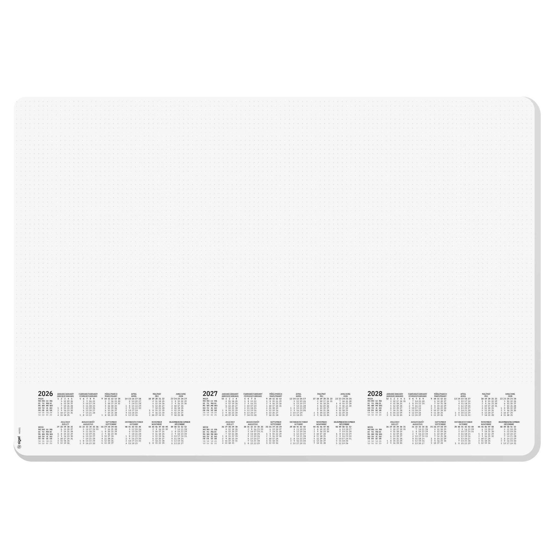 SIGEL Schreibunterlage Dotted mit Kalender 3 Jahre