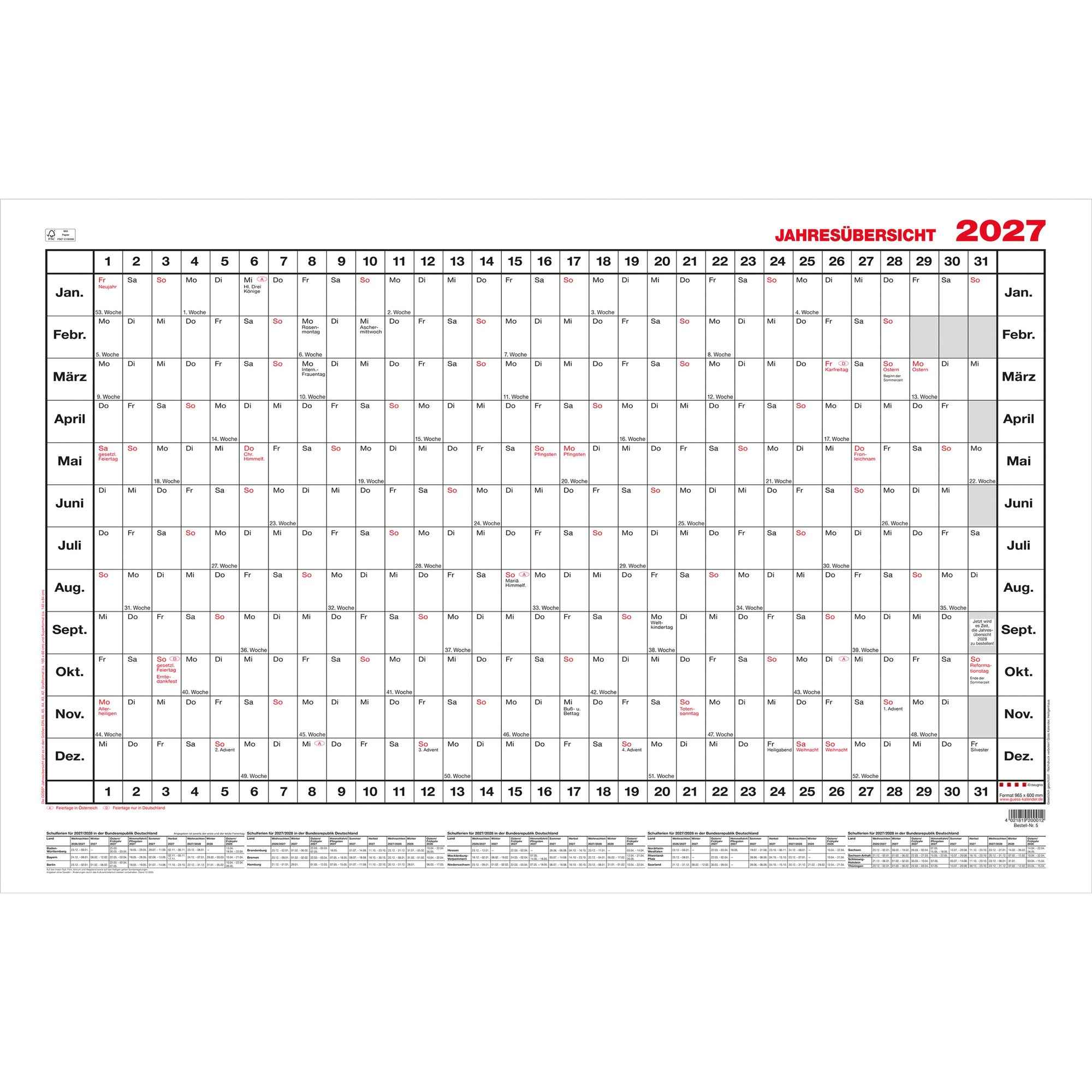 GÜSS® Plakatkalender 2027