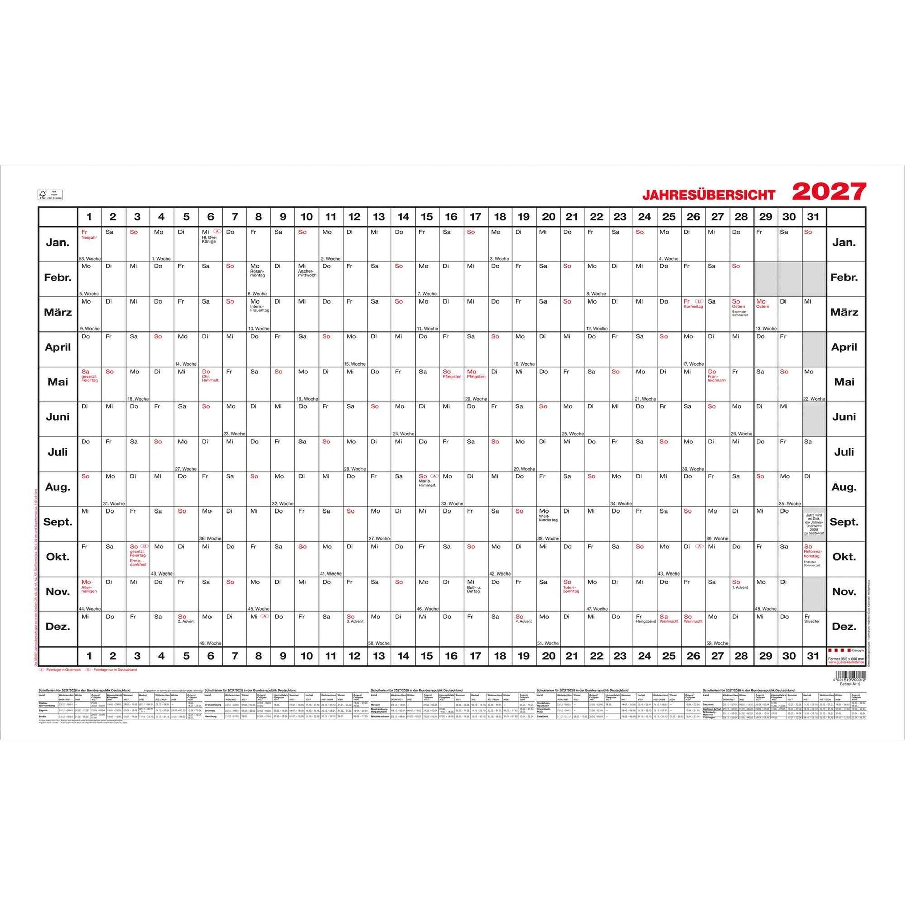 GÜSS® Plakatkalender 2027