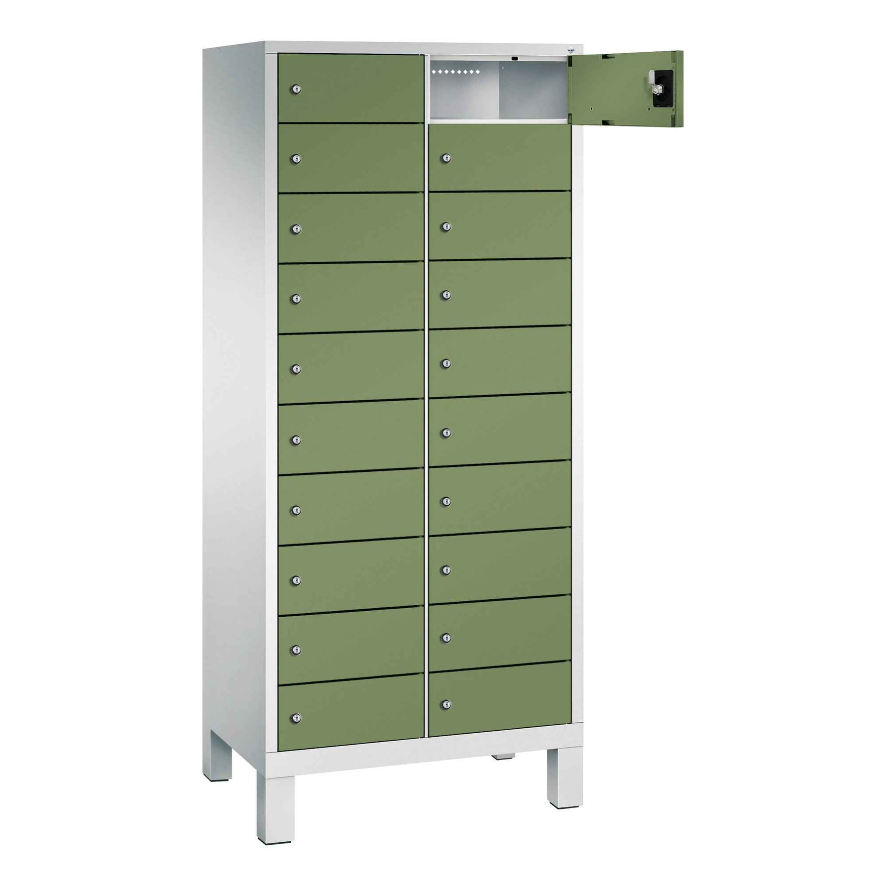 C+P Schließfachschrank Evolo48 mit Standfuß 2 x 10 Fächer