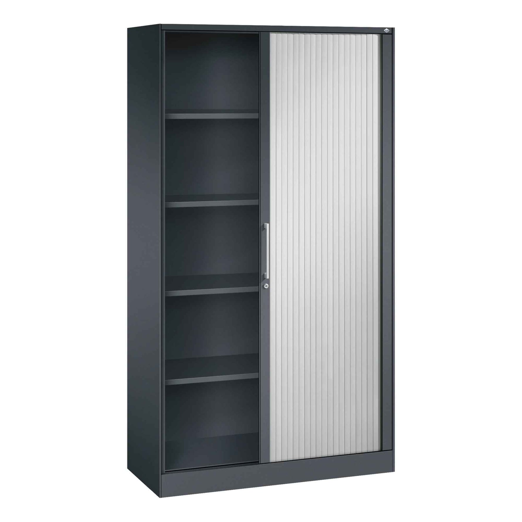 C+P Rollladenschrank Asisto 5 Ordnerhöhen 1.200 x 1.980 x 435 mm (B x H x T) schwarzgrau
