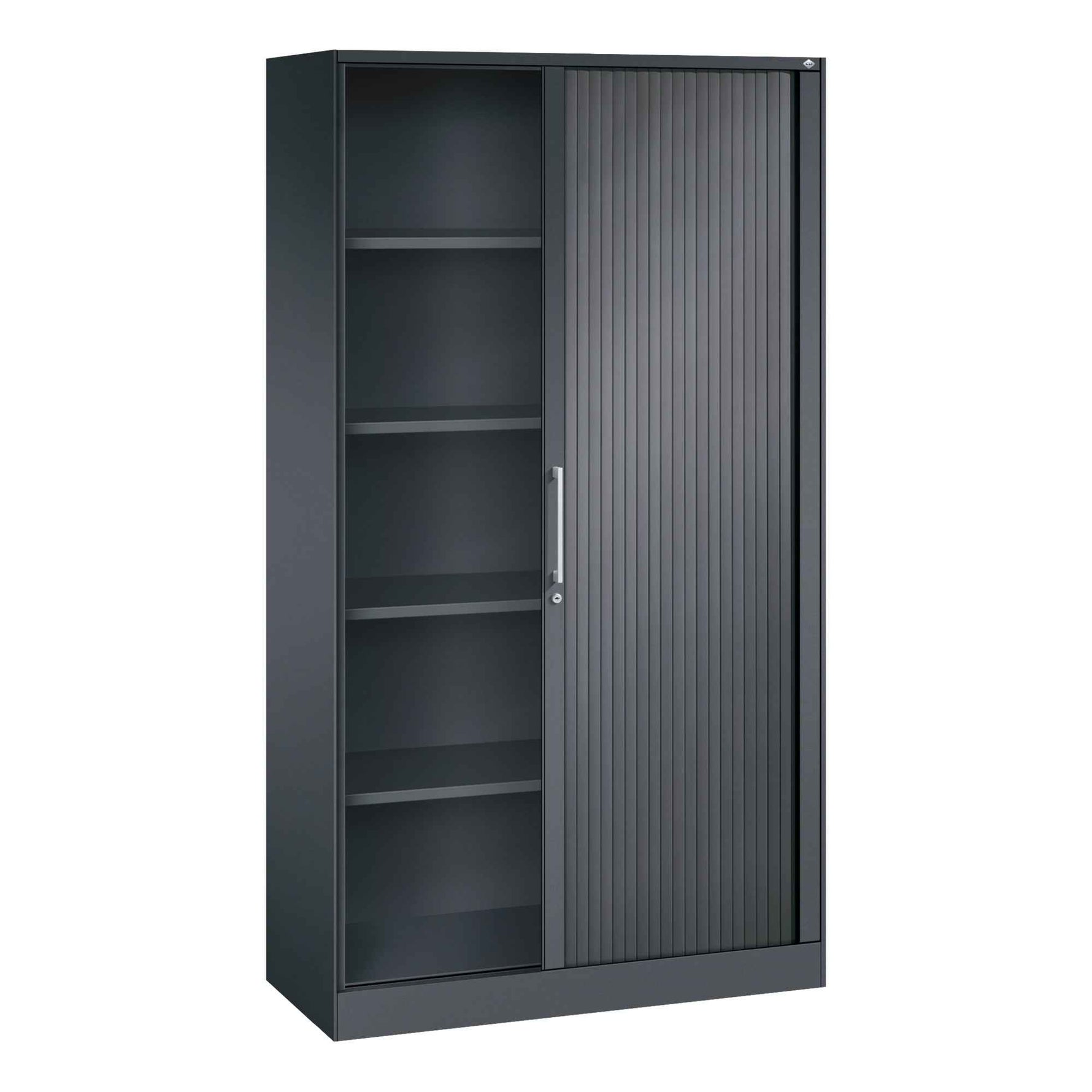 C+P Rollladenschrank Asisto 5 Ordnerhöhen 1.200 x 1.980 x 435 mm (B x H x T) schwarzgrau