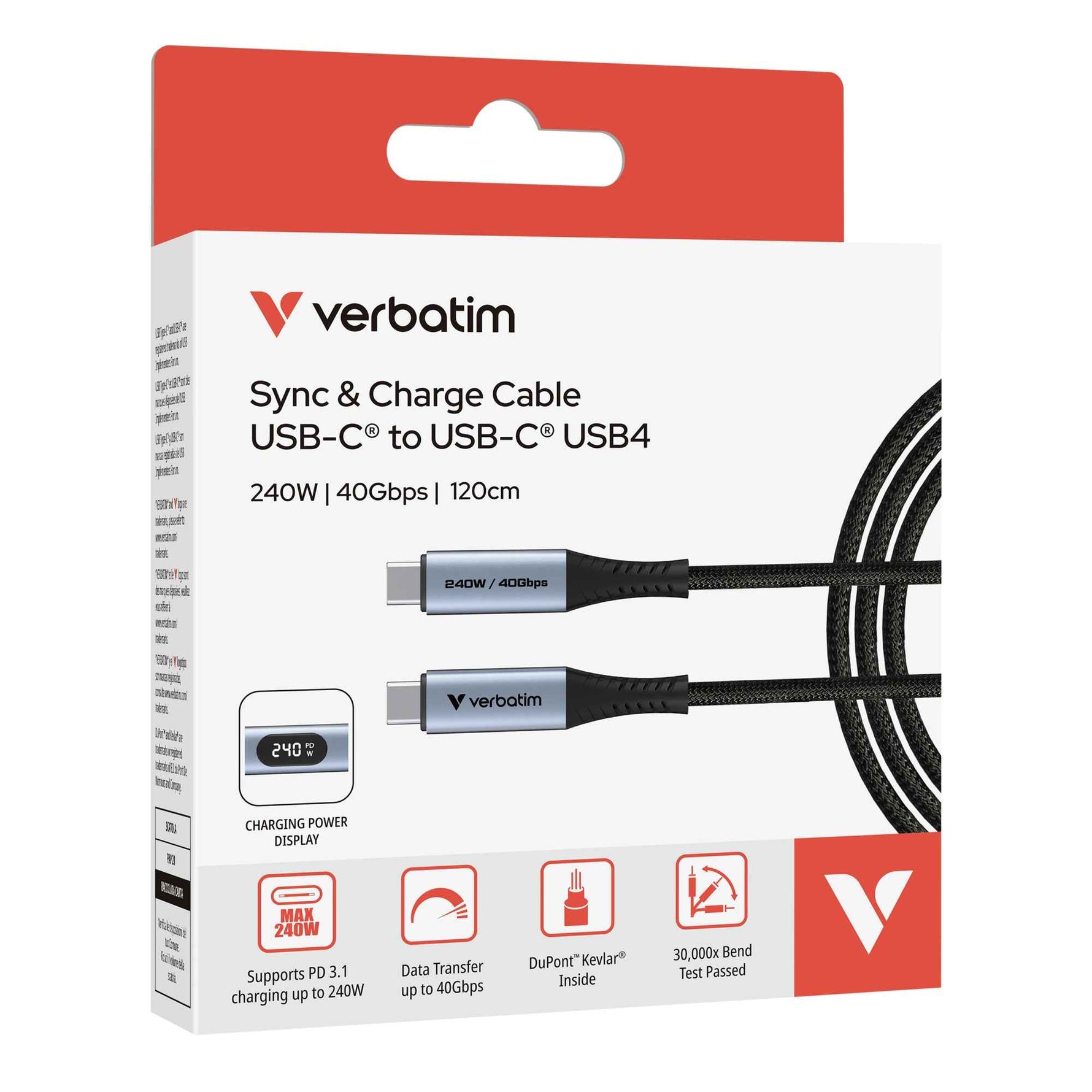 Verbatim USB-Kabel USB-C-Stecker/USB-C-Stecker 240 W