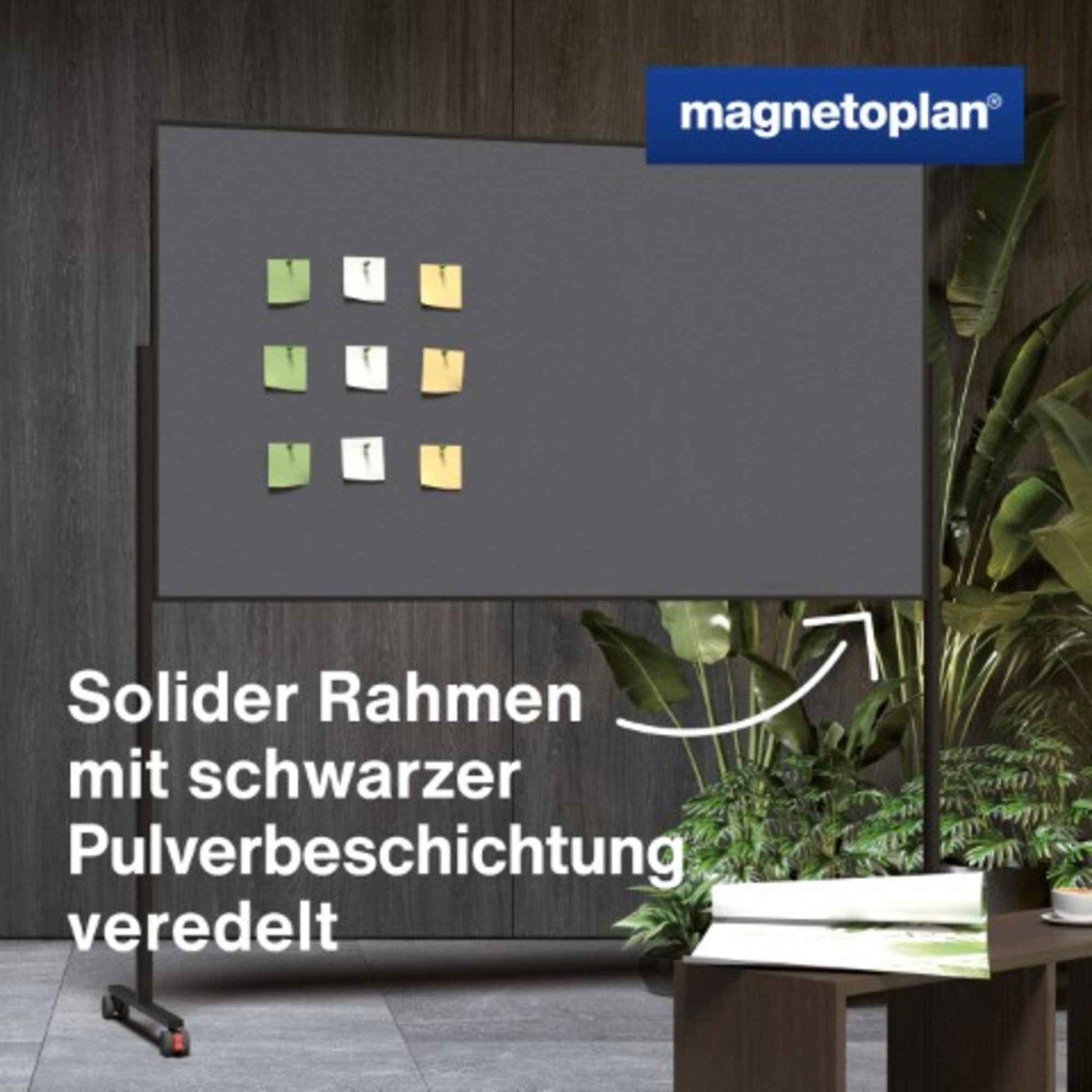 magnetoplan® Moderationstafel Design VarioPin schwarz, pulverbeschichtet