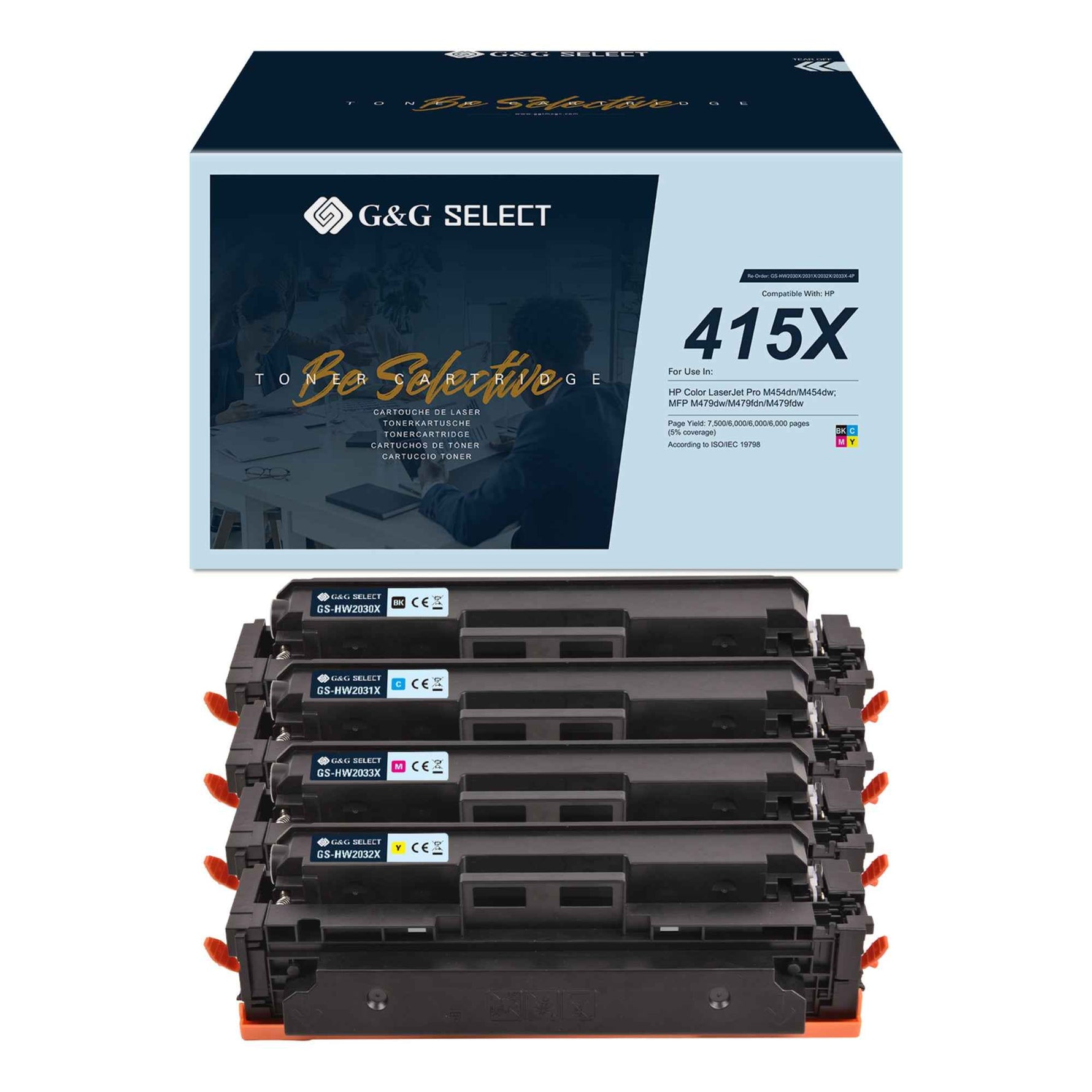 G&G Toner Kompatibel mit HP 415X schwarz, cyan, magenta, gelb