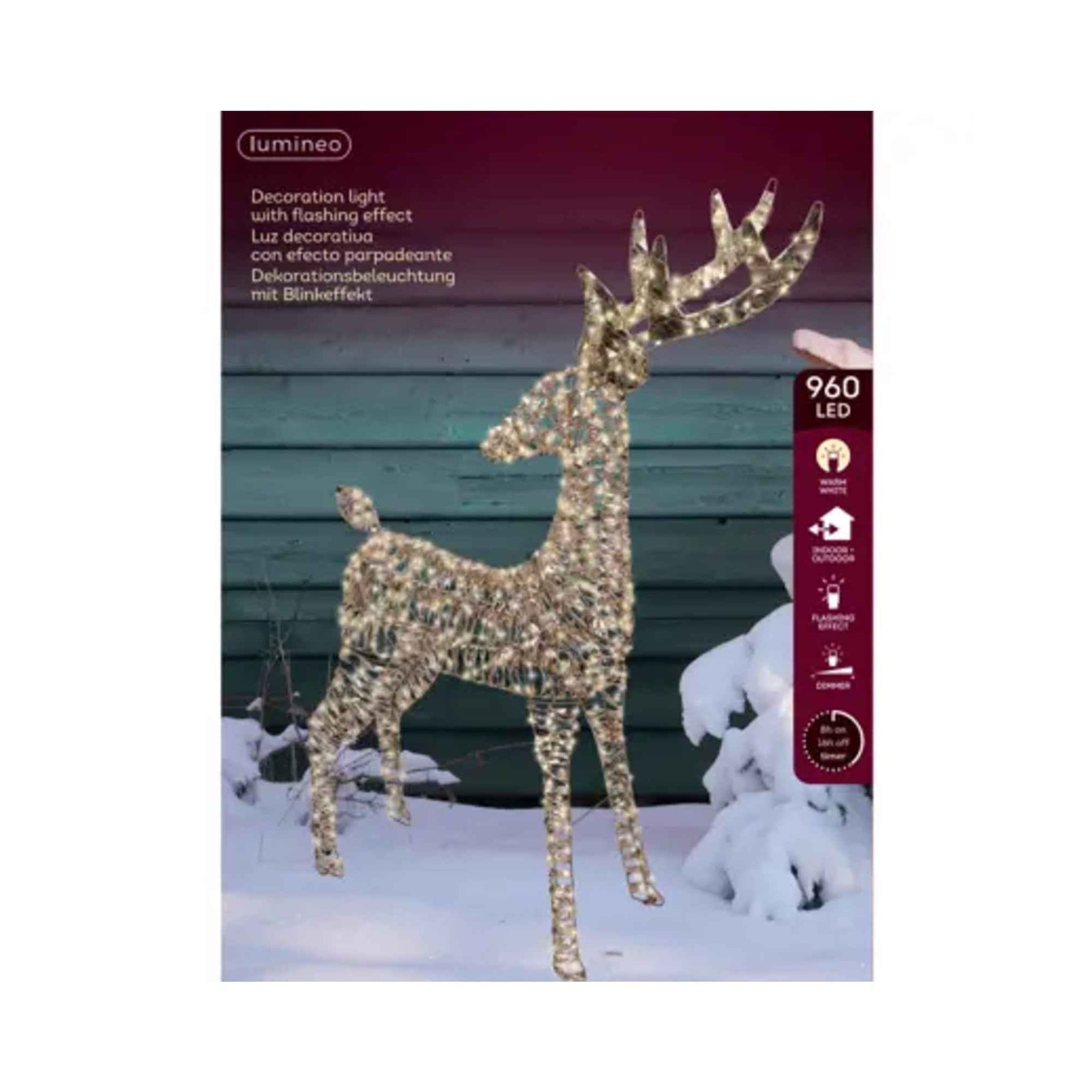 LUMINEO Lichtfigur Rentier 65 x 130 x 18 cm (B x H x T)