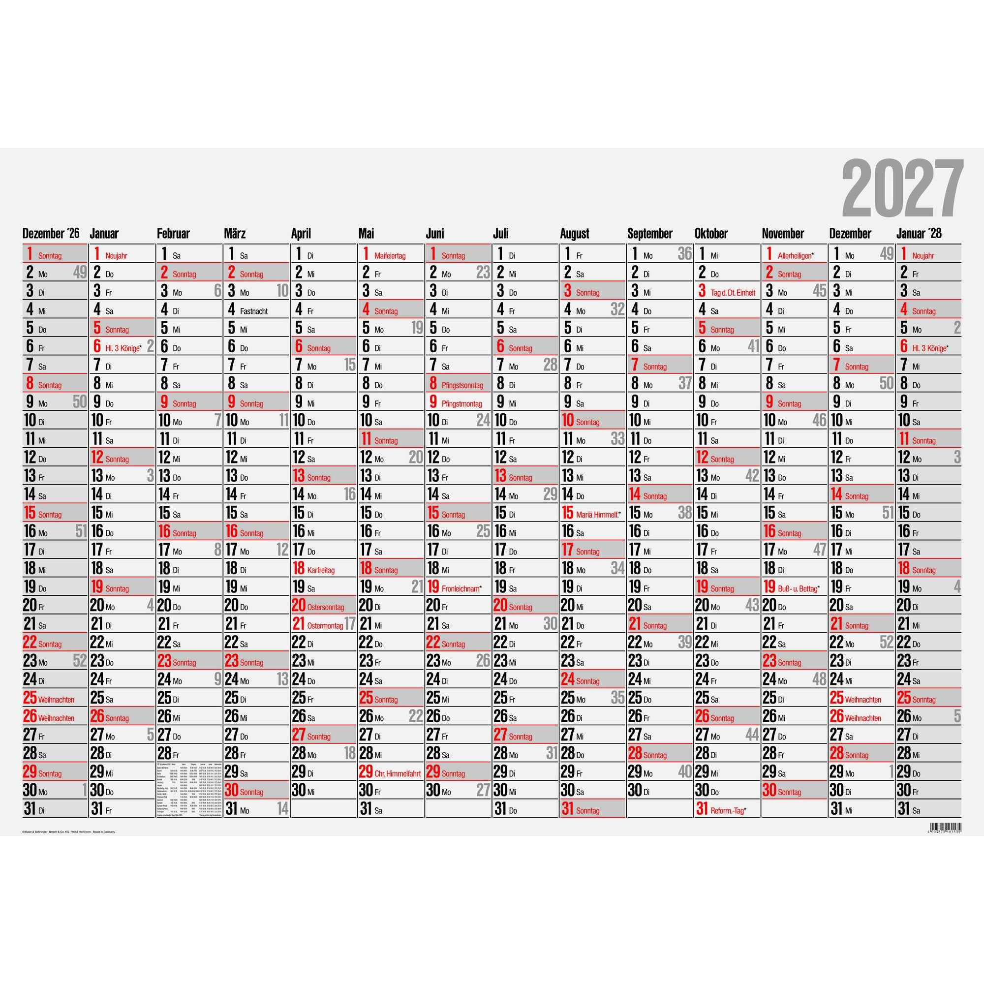 Glocken Plakatkalender 2027