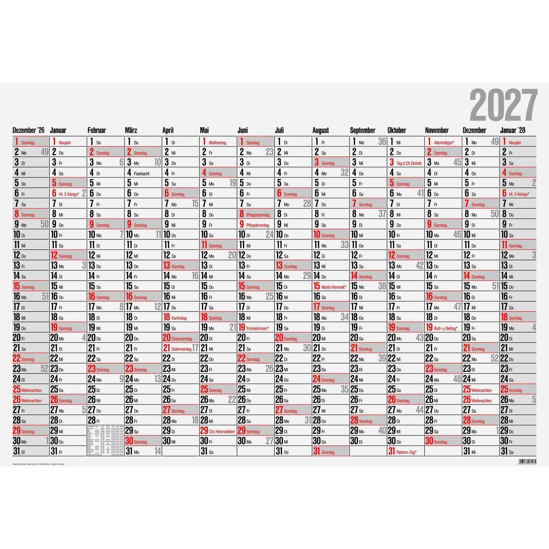 Glocken Plakatkalender 2027