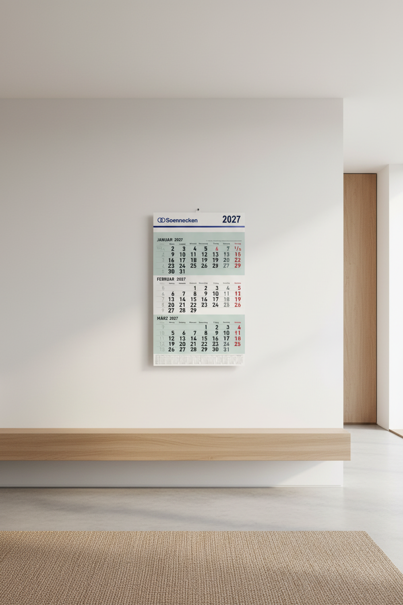 Soennecken Wandkalender 2027 (28,5 x 59 cm) – Der klassische 3-Monats-Planer - Produktbild 2
