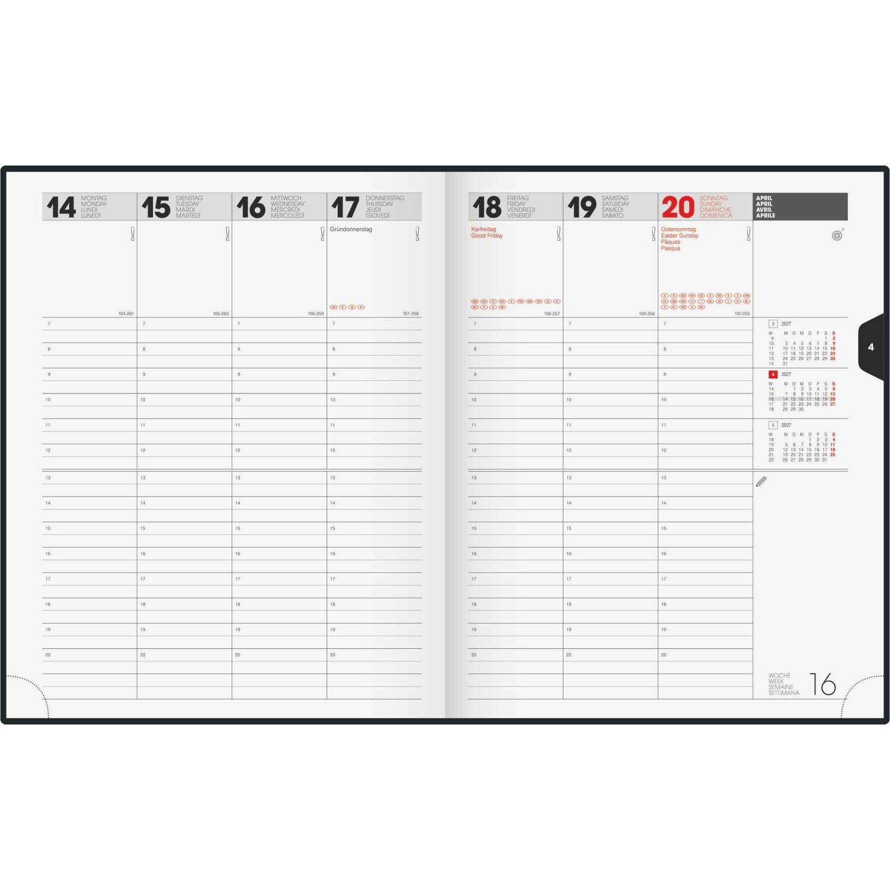 BRUNNEN Buchkalender Manager Wt 7 - weektimer® 2027
