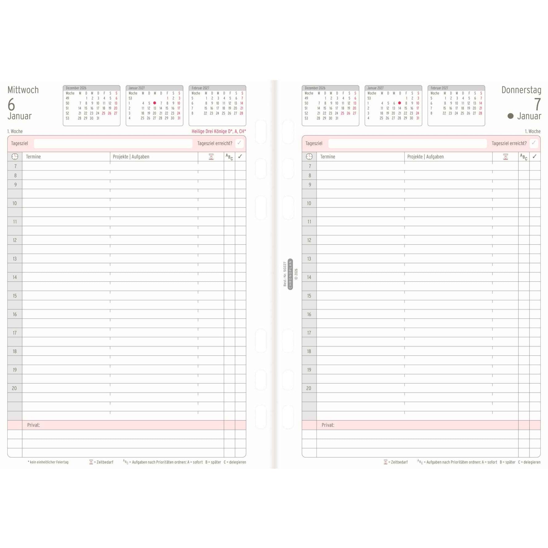 Chronoplan Einlage Kalender DIN A5 2027