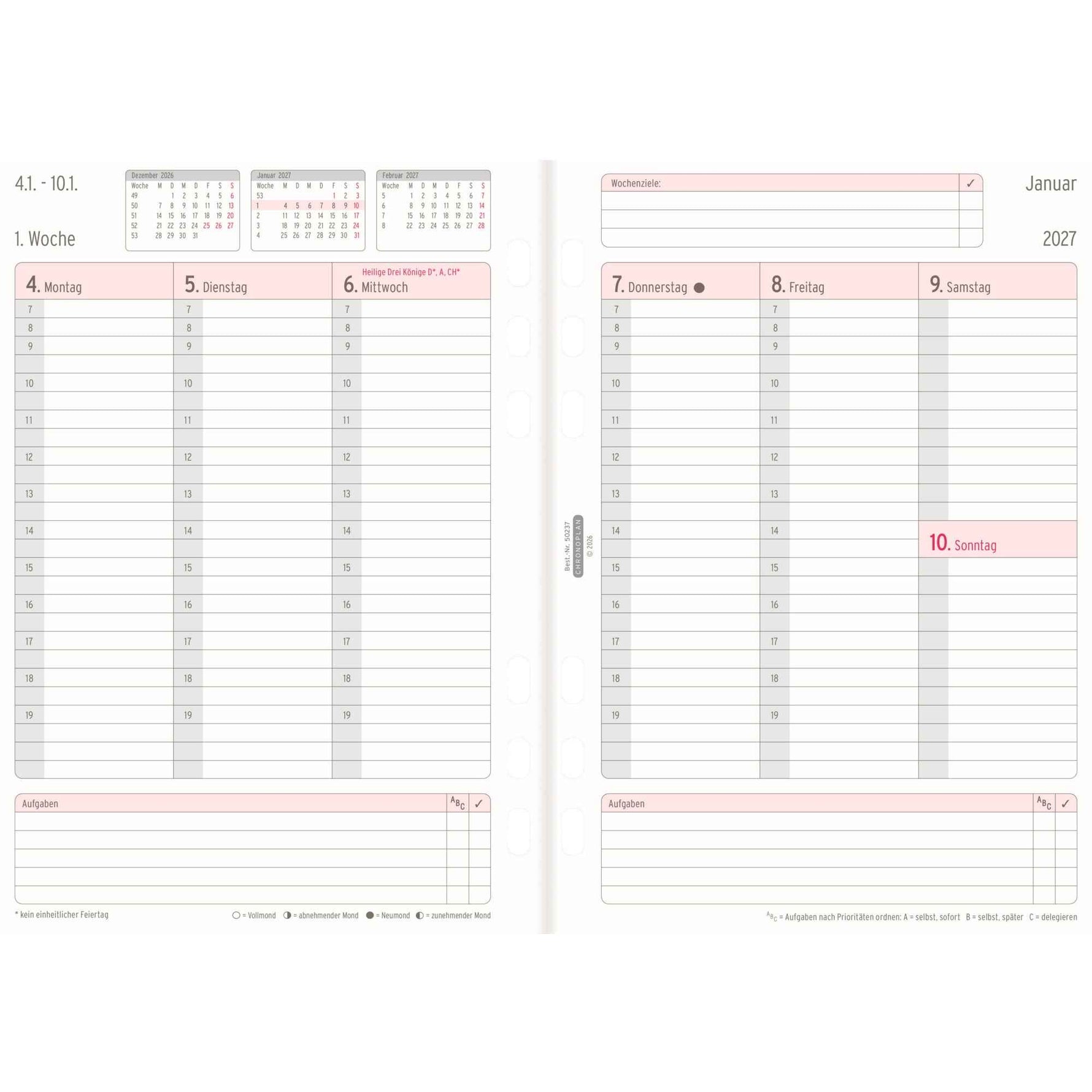 Chronoplan Einlage Kalender DIN A5 2027