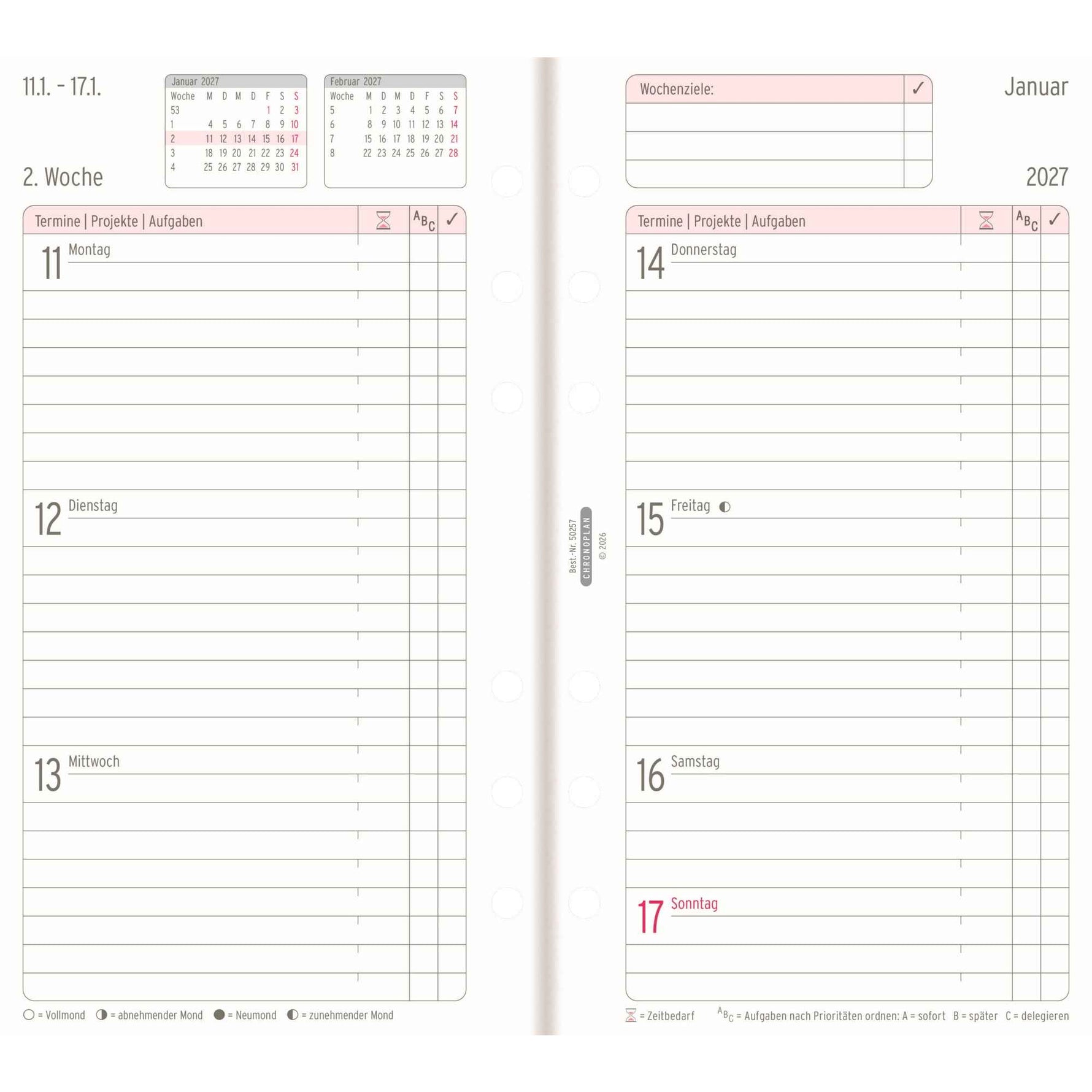 Chronoplan Einlage Kalender Midi 2027