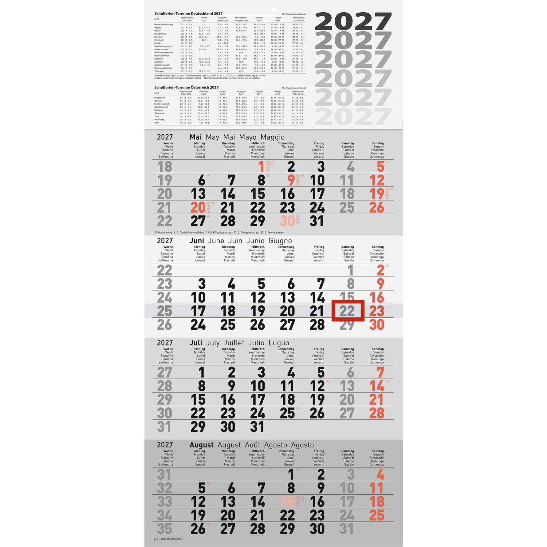rido/idé Wandkalender 2027