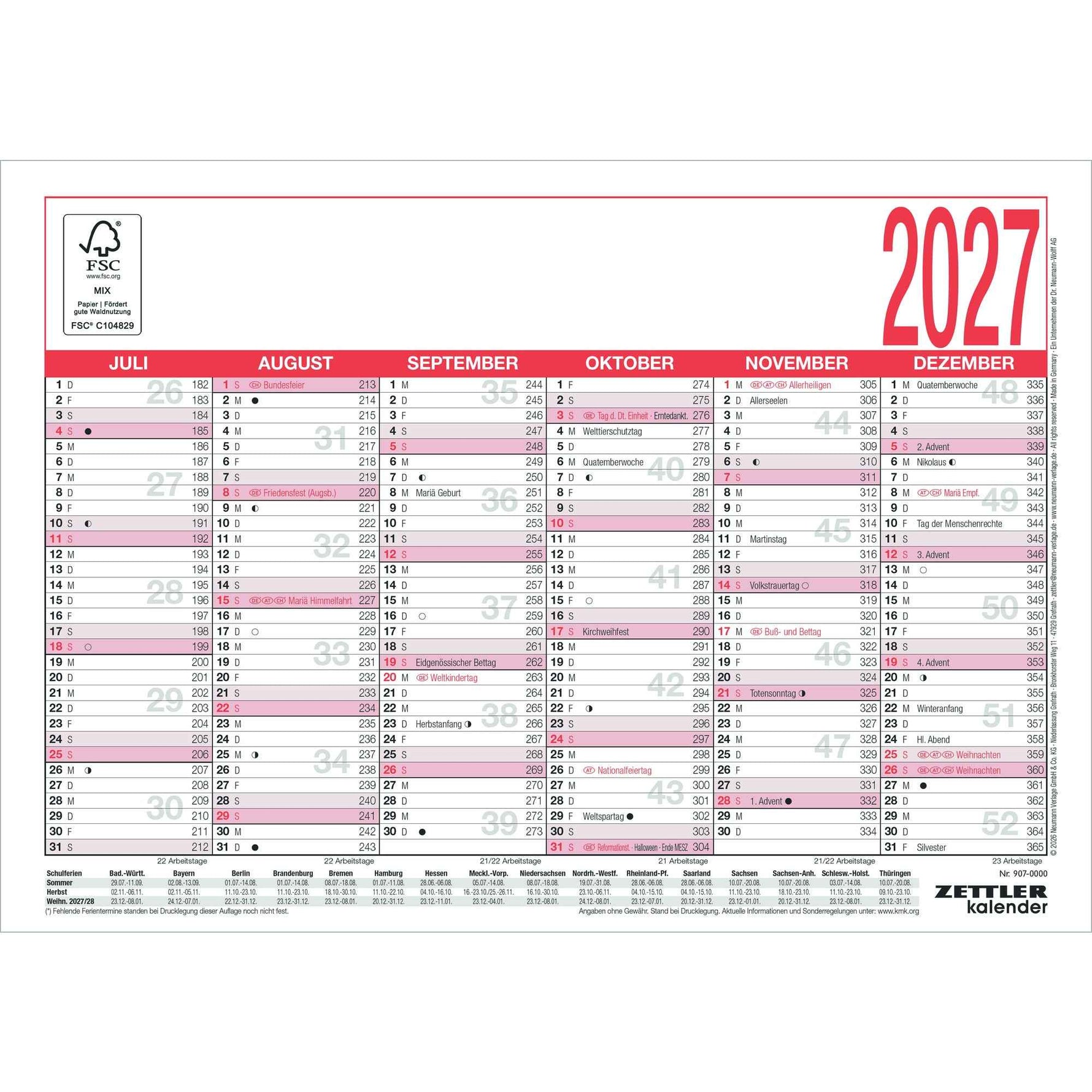 ZETTLER Tafelkalender 907 2027