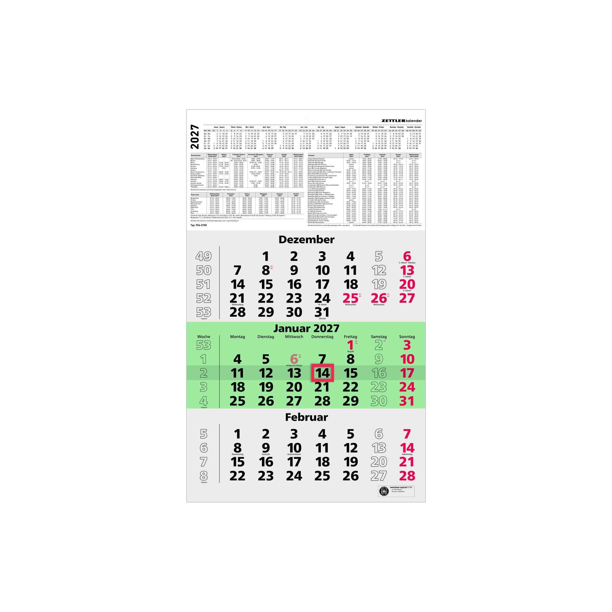 ZETTLER Wandkalender 956 2027