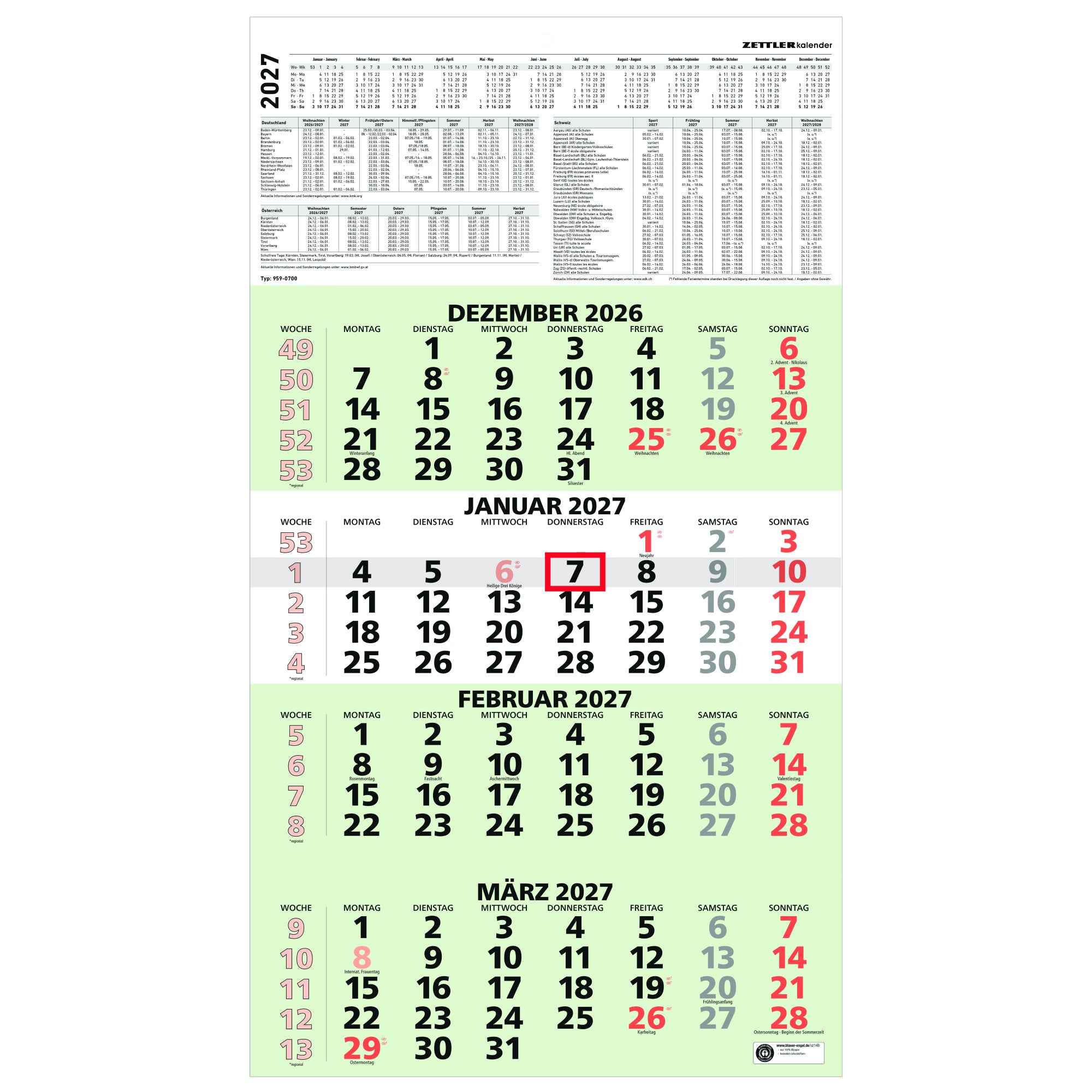 ZETTLER Wandkalender 2027