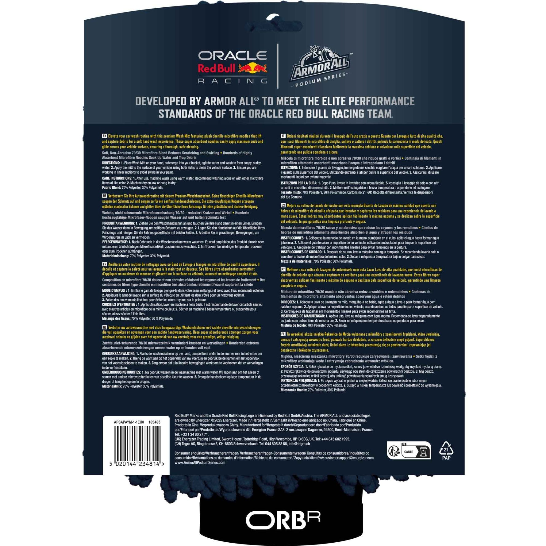 ARMOR ALL Waschhandschuh Oracle Red Bull Racing Auto