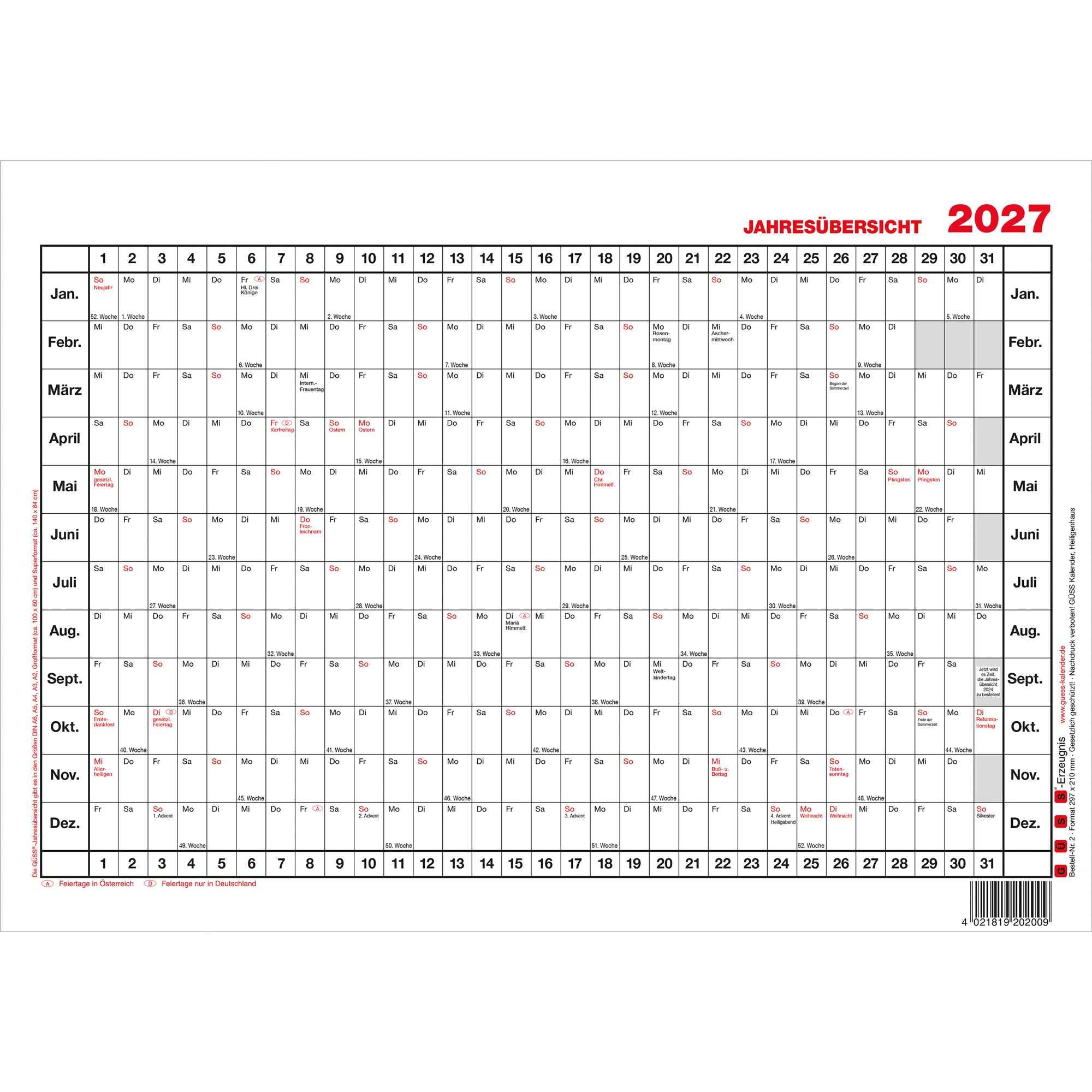 GÜSS® Plakatkalender 2027