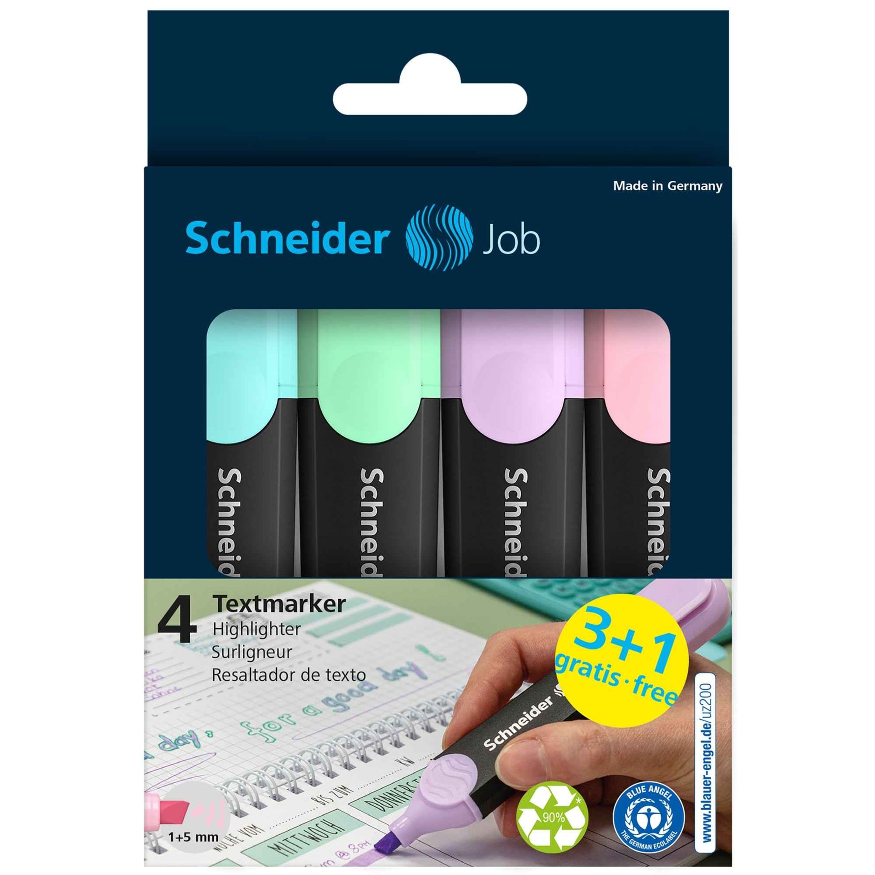 Schneider Textmarker Job Pastell 4 St./Pack.