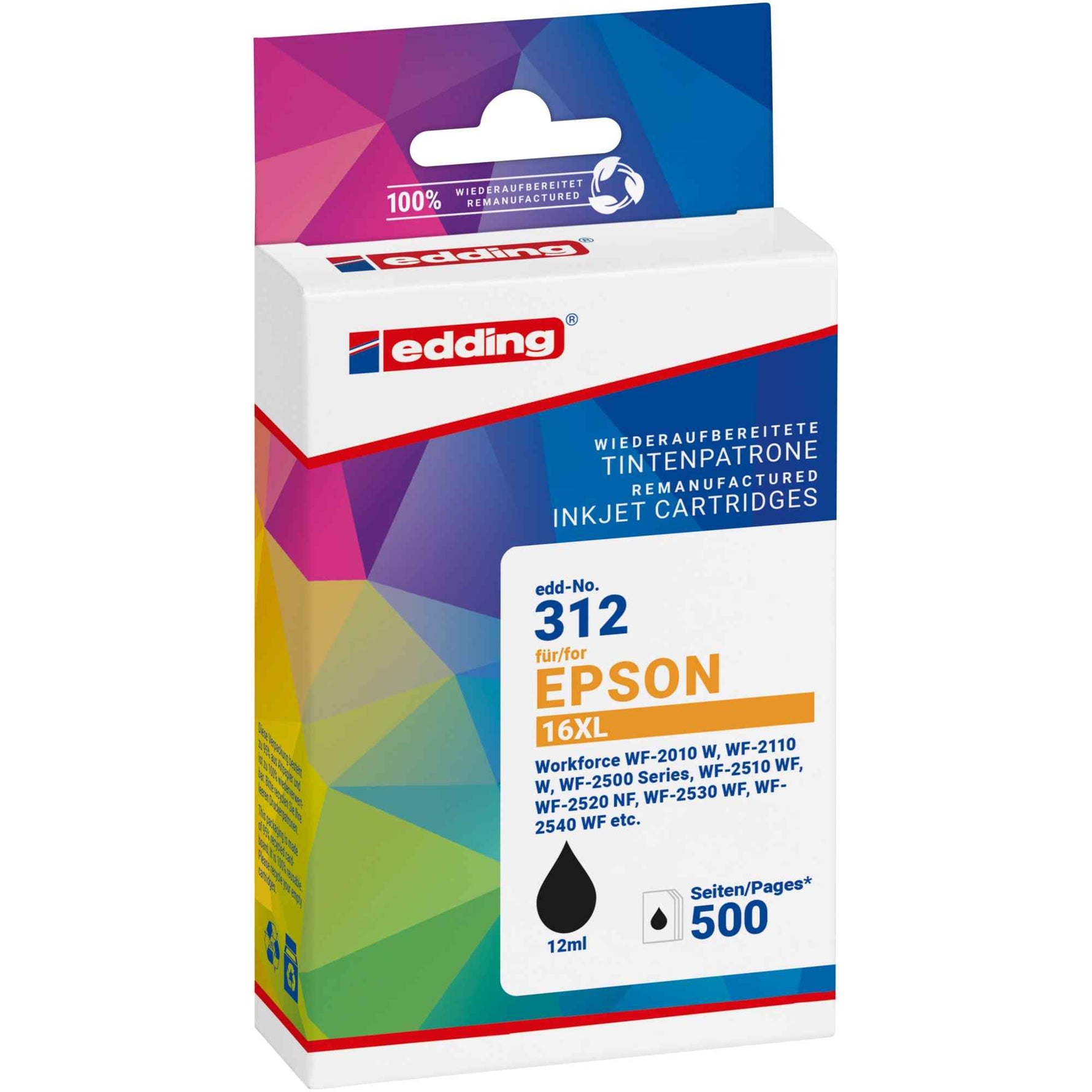 edding Tintenpatrone Kompatibel mit Epson 16XL schwarz