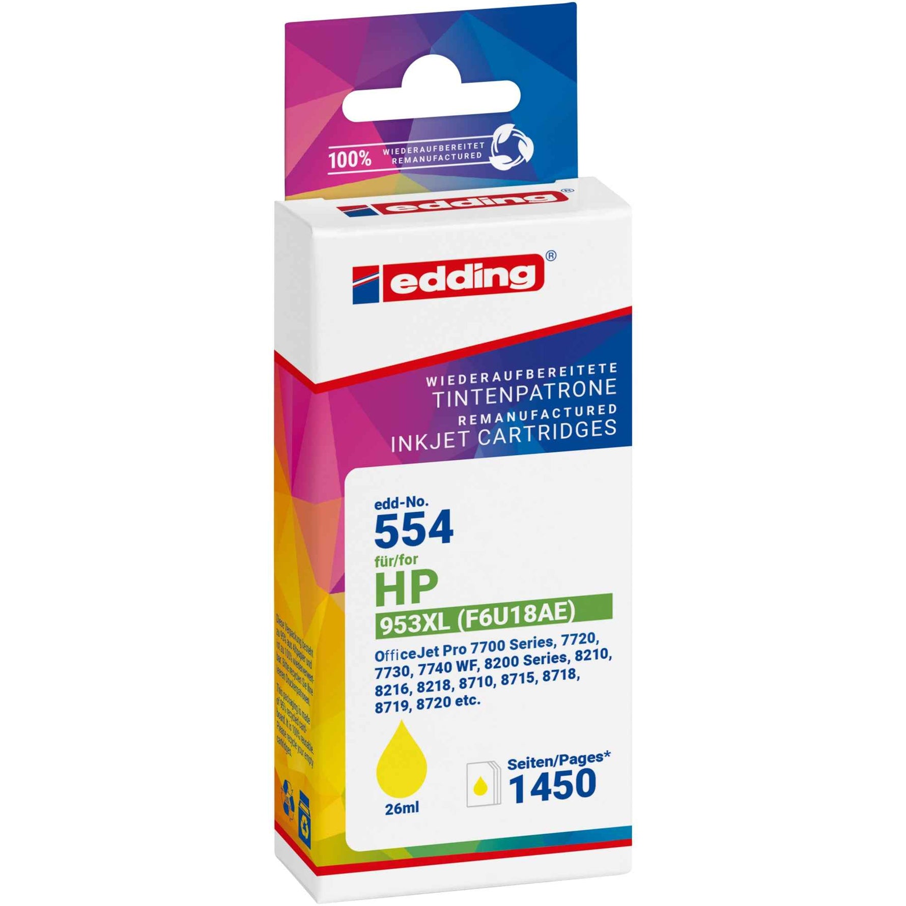 edding Tintenpatrone Kompatibel mit HP 953XL gelb