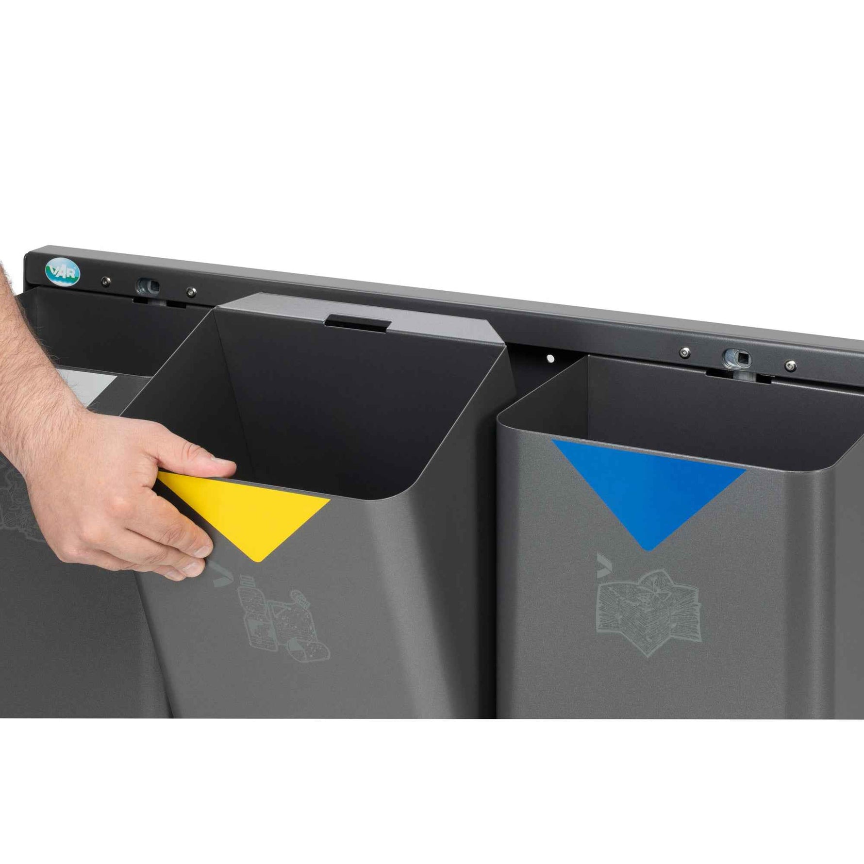 VAR Wertstoffsammelbehälter pulverbeschichtet 1 Sortierfach