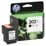 Original HP 302XL Schwarz Tintenpatrone (F6U68AE) für HP Drucker, zeigt die Tintenpatrone in Nahaufnahme.