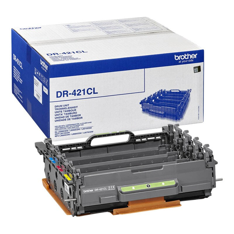 Brother Trommel DR-421CL, original, zeigt die Trommel für Drucker mit sichtbarer Trommeloberfläche und Markenkennzeichnung