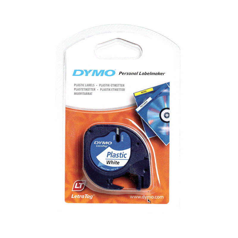 DYMO LetraTag Schriftband 91221 – 12 mm, Schwarz auf Weiß - Wiepa Bürofachpartner