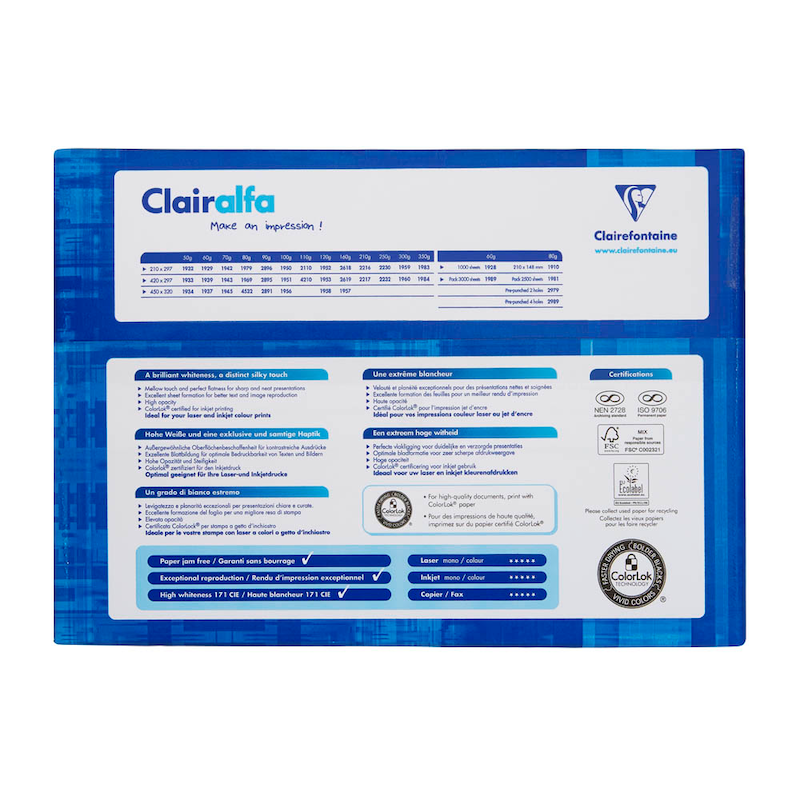 Clairefontaine Multifunktionspapier CLAIRalfa DIN A4 -250er-Pack - Wiepa Bürofachpartner