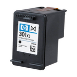 Original HP Tintenpatrone 301XL Schwarz (CH563EE) für Drucker, sichtbar in der Verpackung