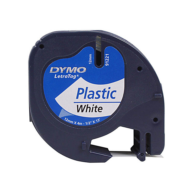 DYMO LetraTag Schriftband 91221 – 12 mm, Schwarz auf Weiß - Wiepa Bürofachpartner