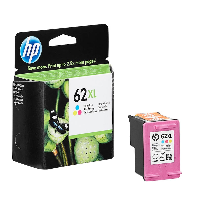 HP Tintenpatrone 62XL Farbpatrone, original Hochleistungstinte, sichtbar in der Verpackung, für HP Drucker geeignet
